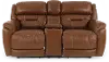Contender Saddle Brown Leather Power Reclining Loveseat