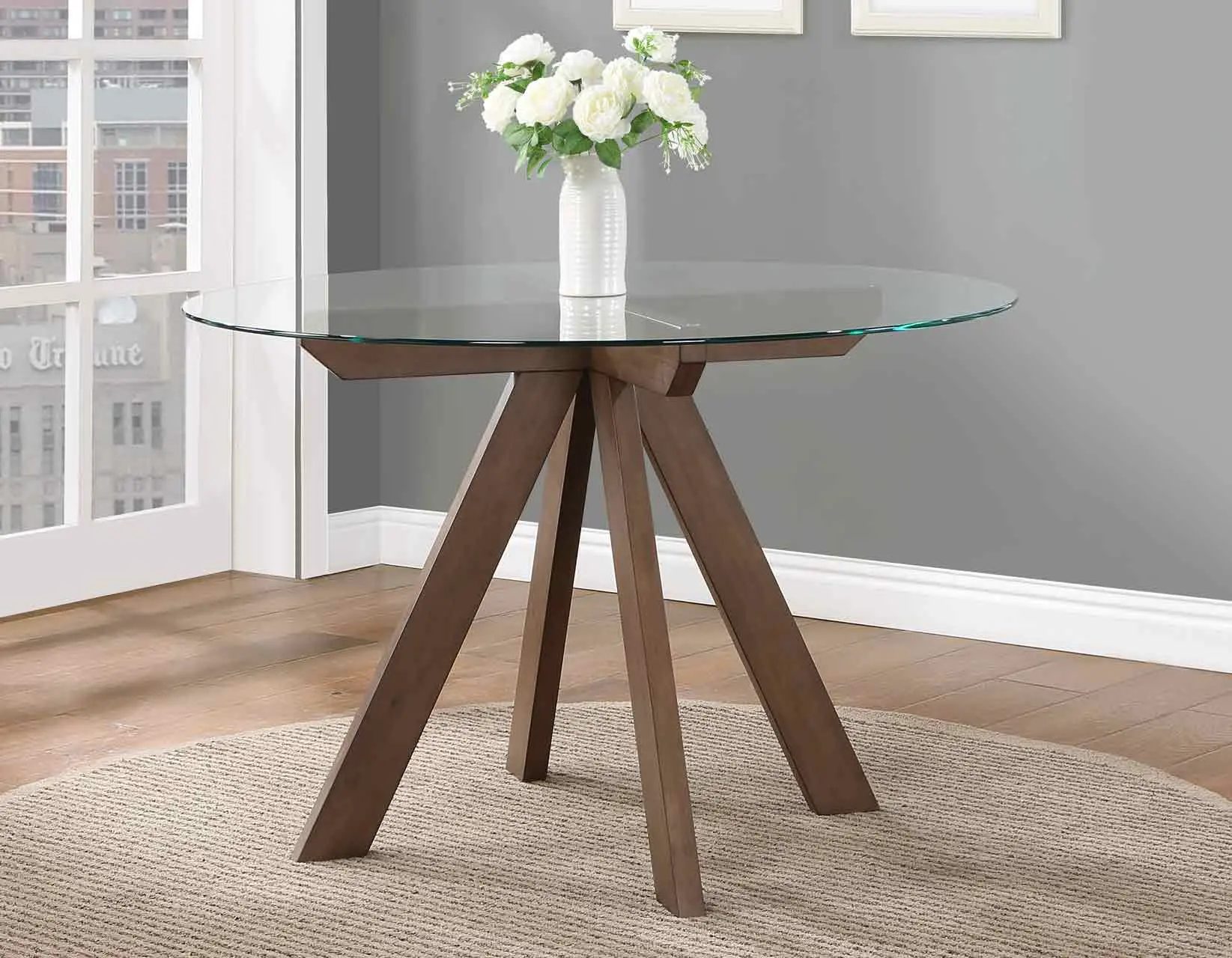Wade Mocha Brown and Glass Round Dining Table-7