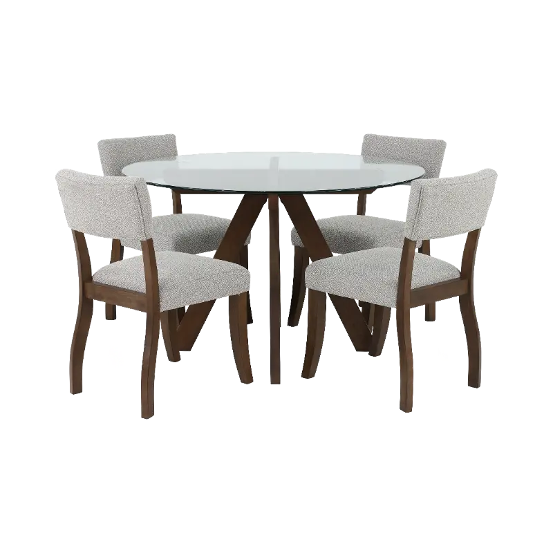 Wade Mocha Brown and Glass 5 Piece Dining Set