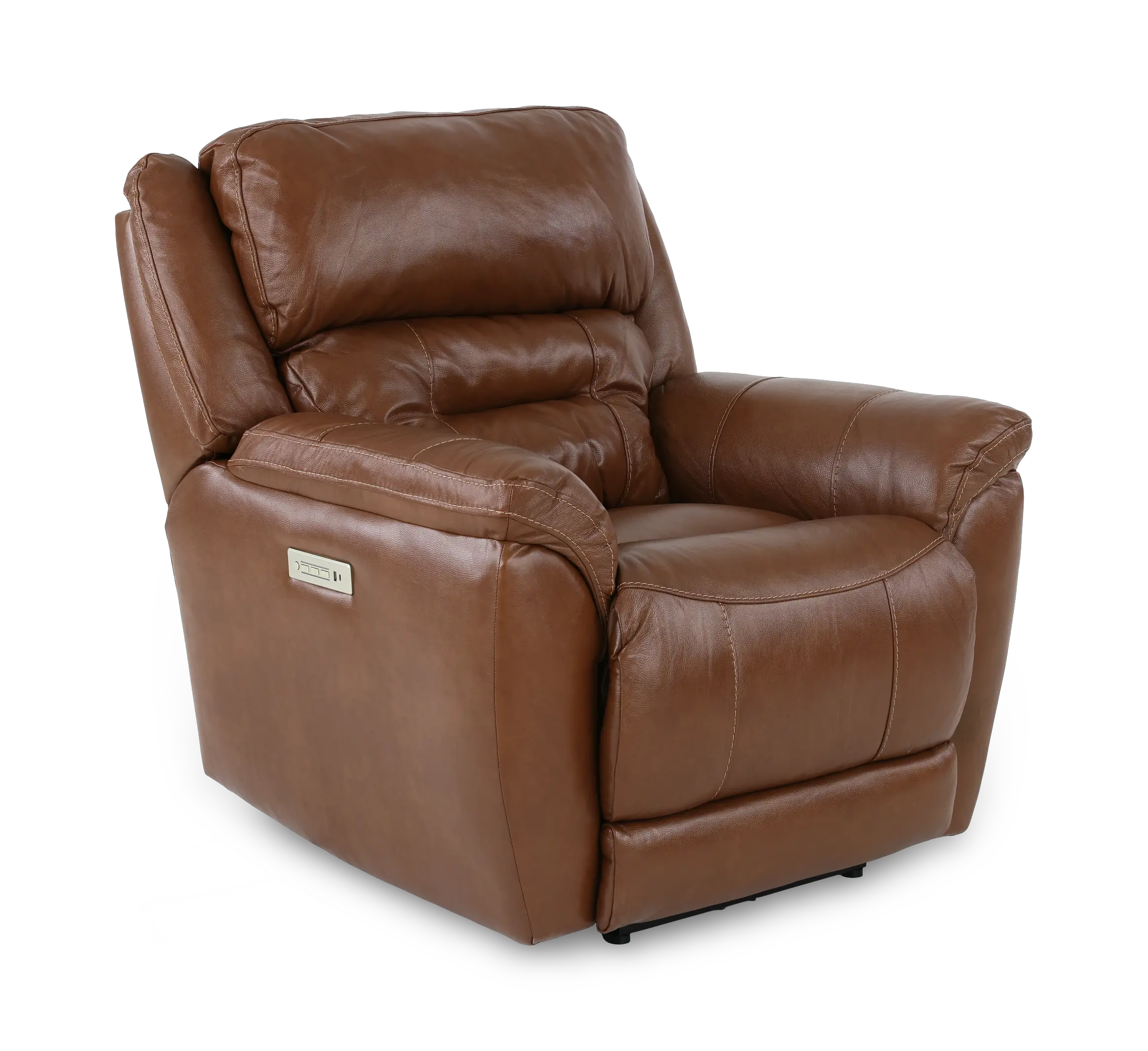 Contender Saddle Brown Leather Power Recliner-1