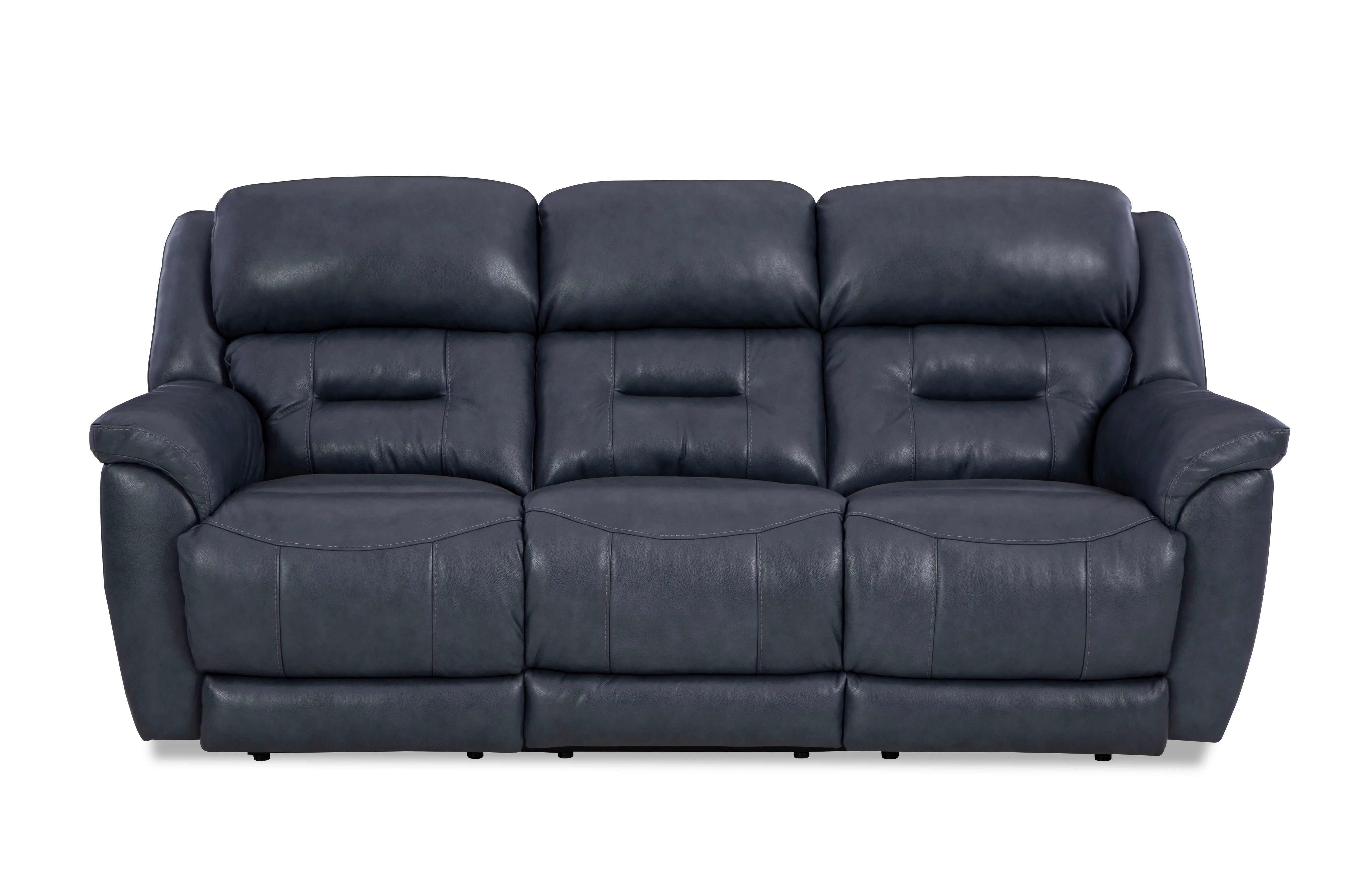 Contender Midnight Blue Leather Power Reclining Sofa-1