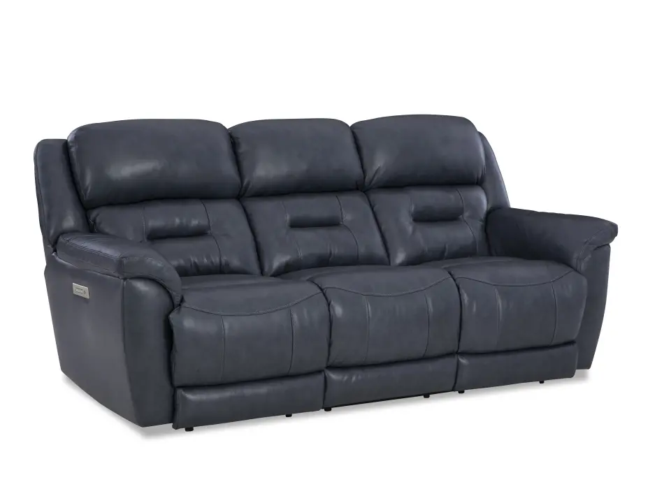 Contender Midnight Blue Leather Power Reclining Sofa-3