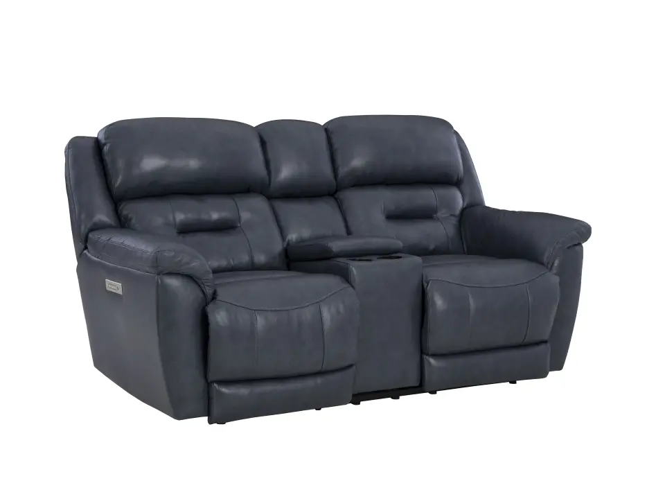 Contender Midnight Blue Leather Power Reclining Loveseat-1