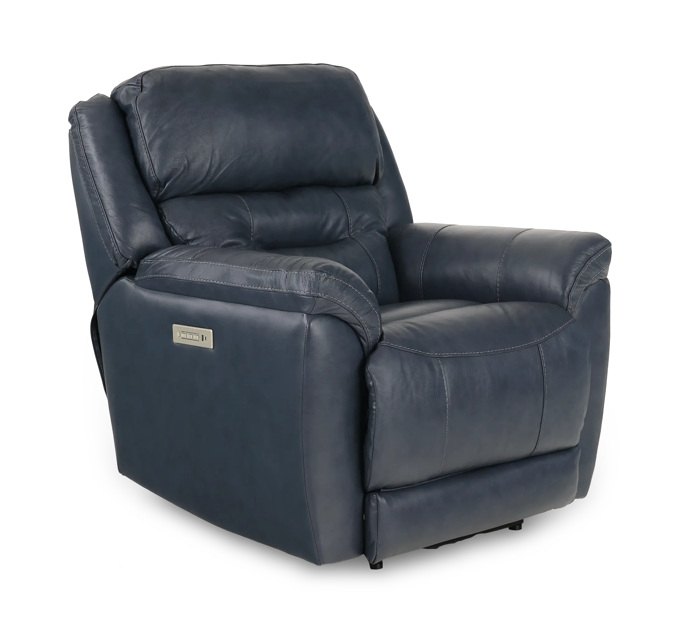 Contender Midnight Blue Leather Power Recliner-1