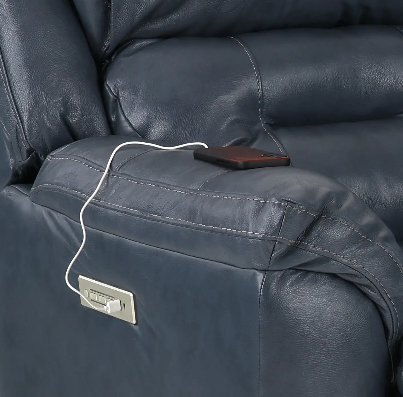 Contender Midnight Blue Leather Power Recliner-8