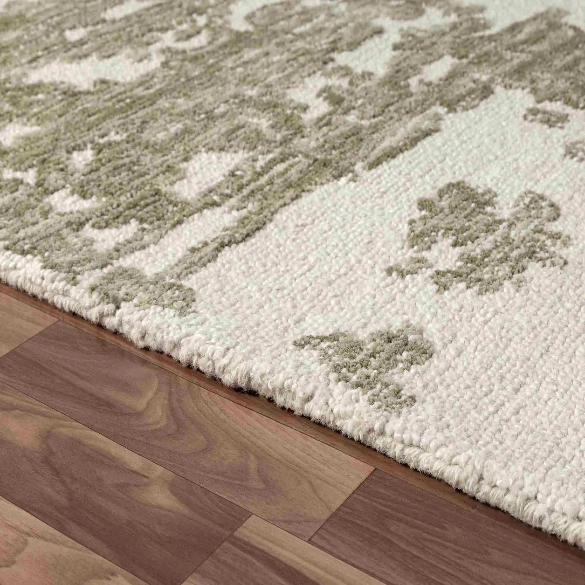 Nuvia 8 x 10 Green Ivory Wool Area Rug-5