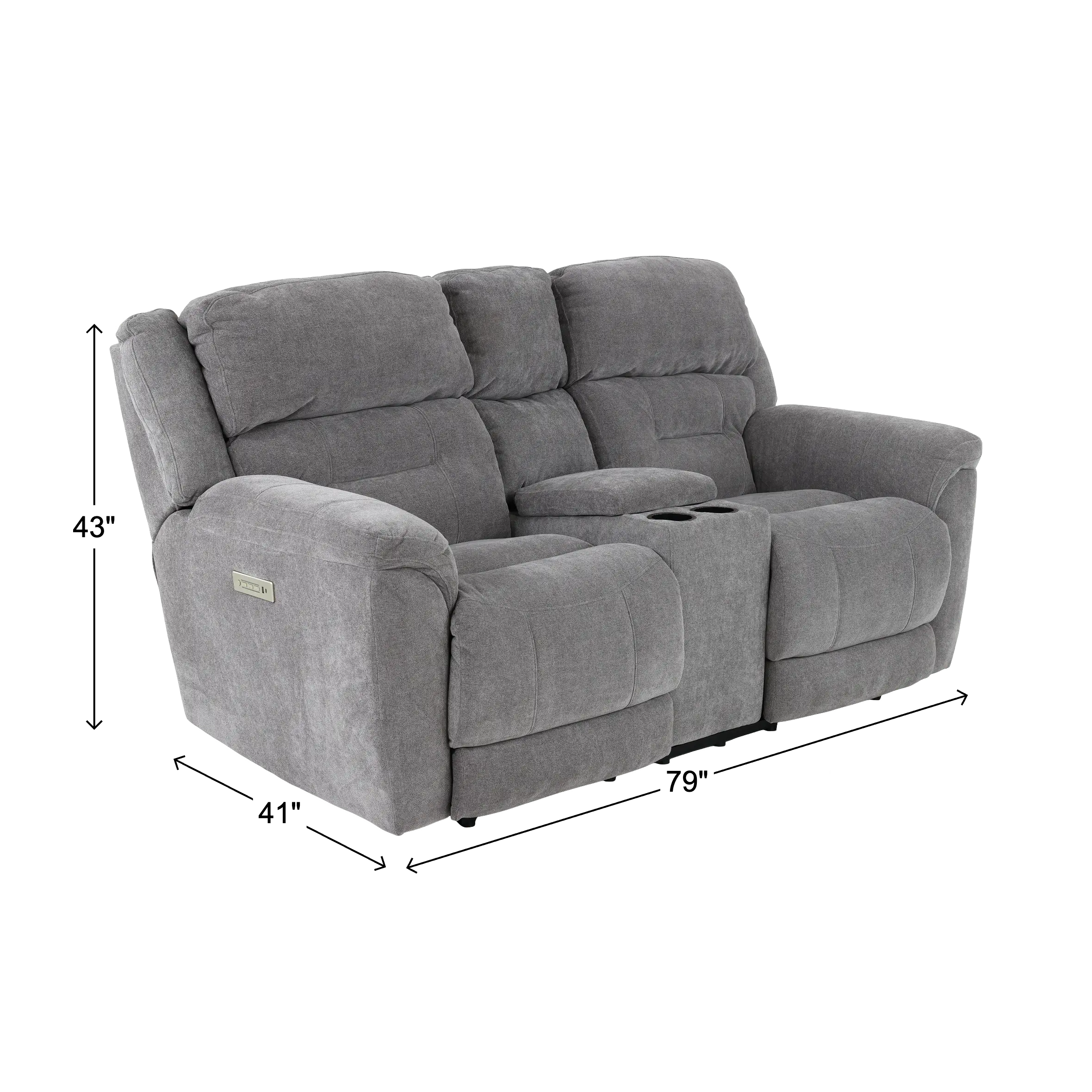 Knockout Granite Gray Power Reclining Loveseat with Console-3