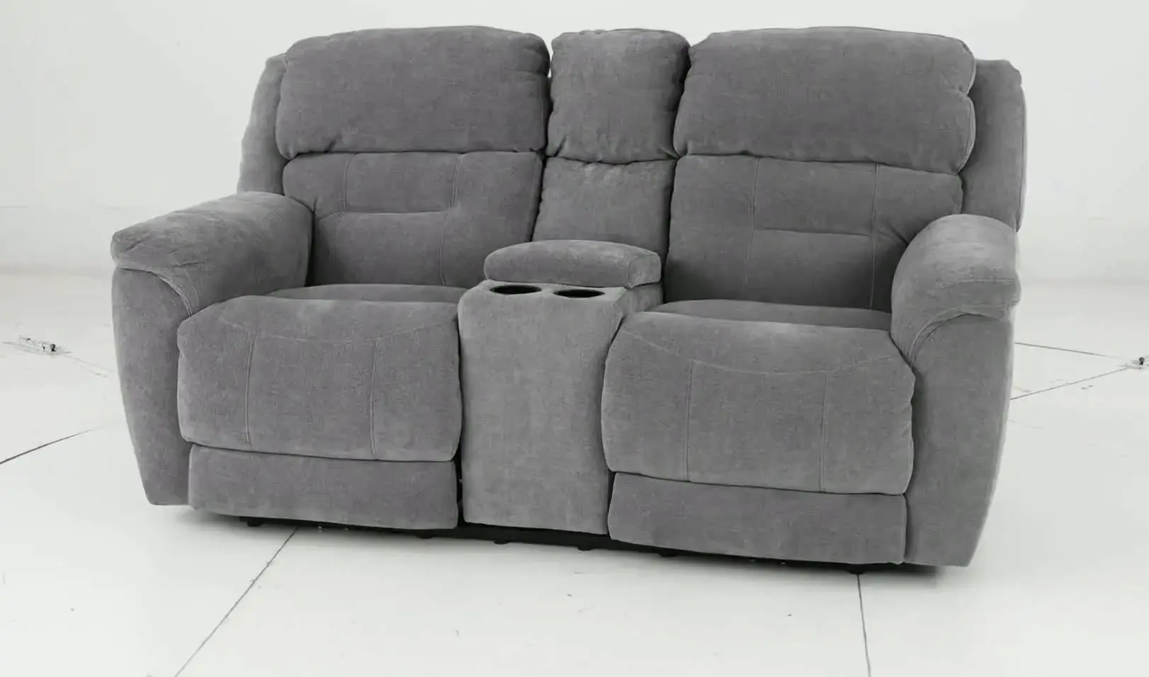 Knockout Granite Gray Power Reclining Loveseat with Console-4
