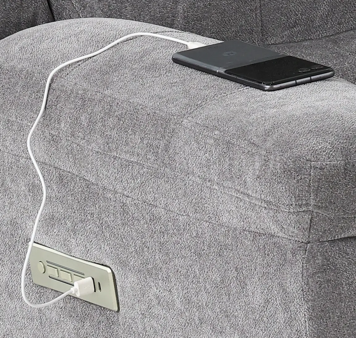 Knockout Granite Gray Power Reclining Loveseat with Console-7