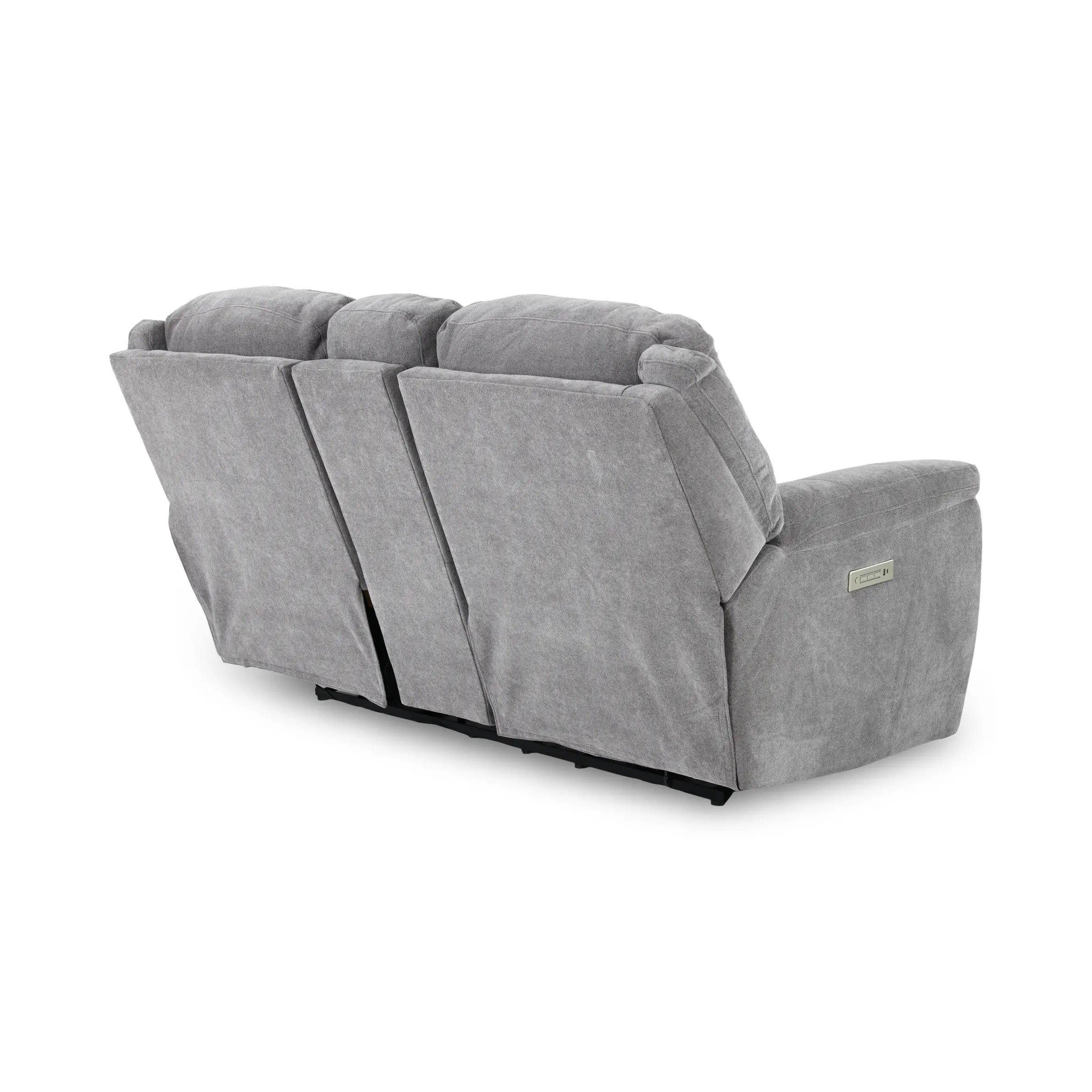 Knockout Granite Gray Power Reclining Loveseat with Console-9