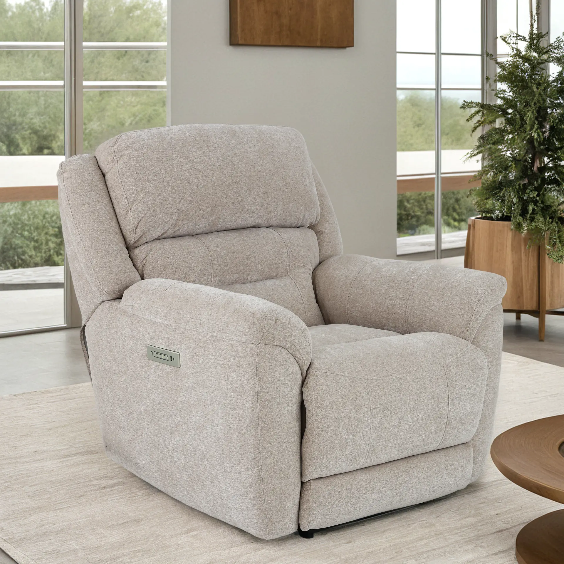 Knockout Stone Beige Power Recliner-2