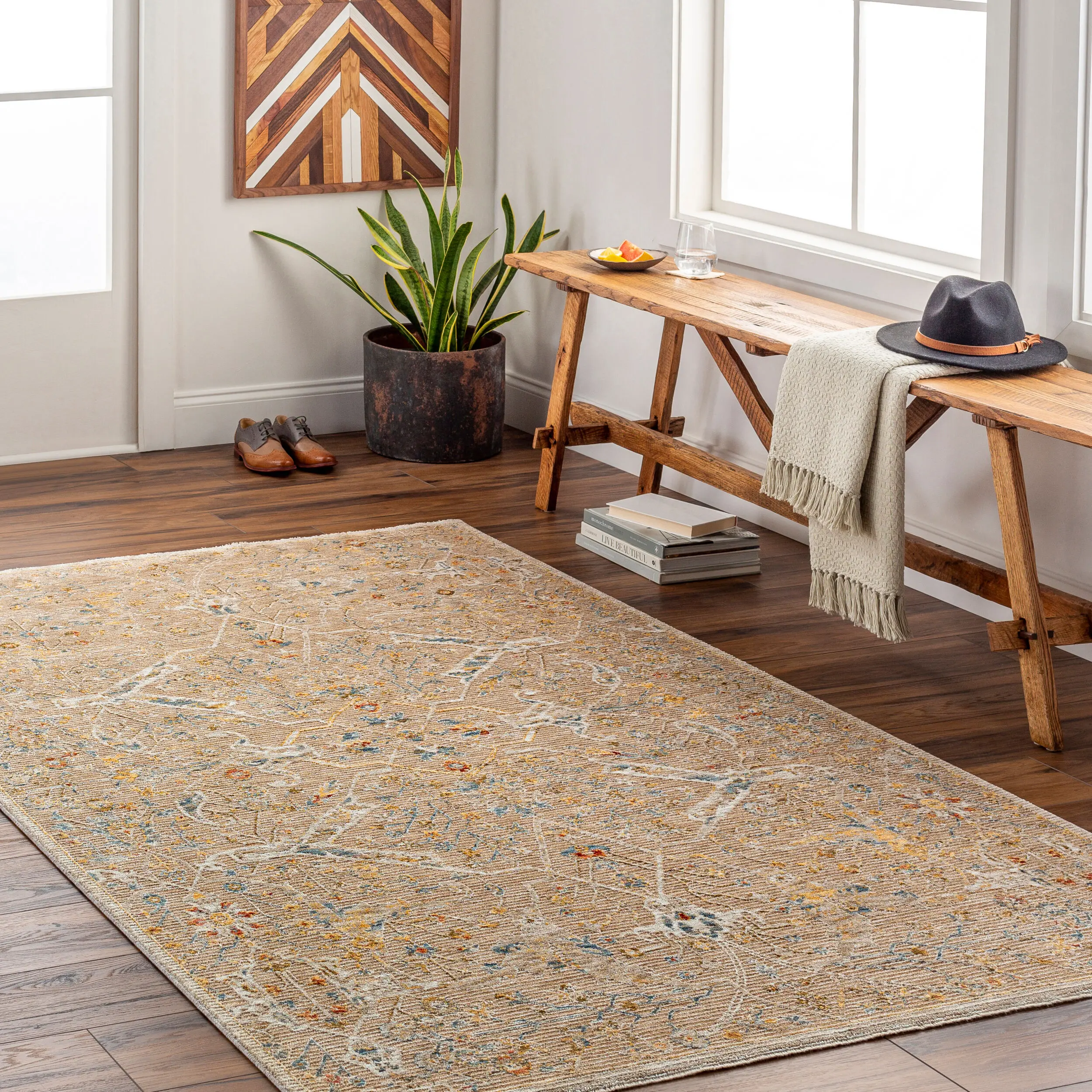 REN2300-575 Reina 5 x 8 Tan Area Rug-2