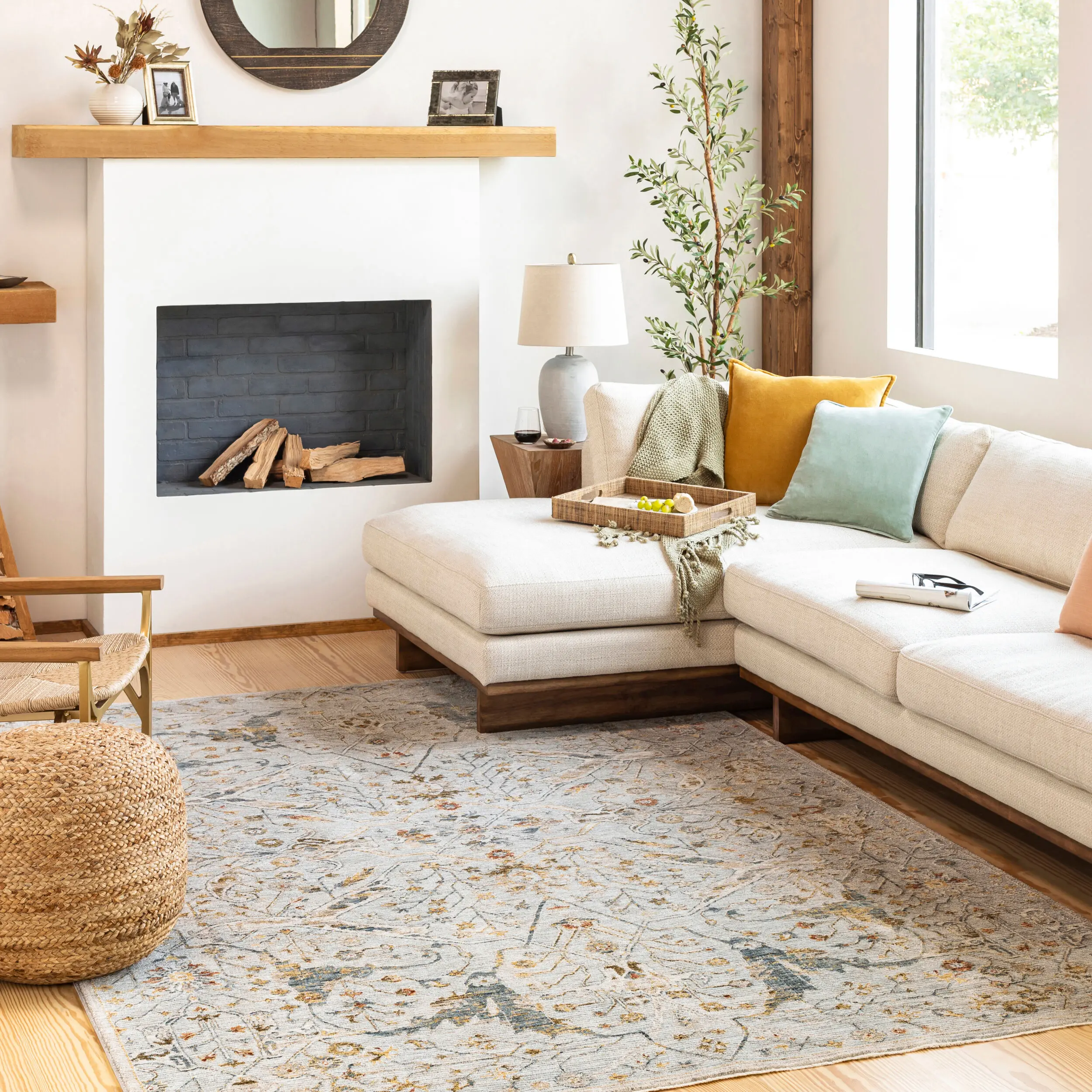 REN2301-575 Reina 5 x 8 Gray Blue Area Rug-2