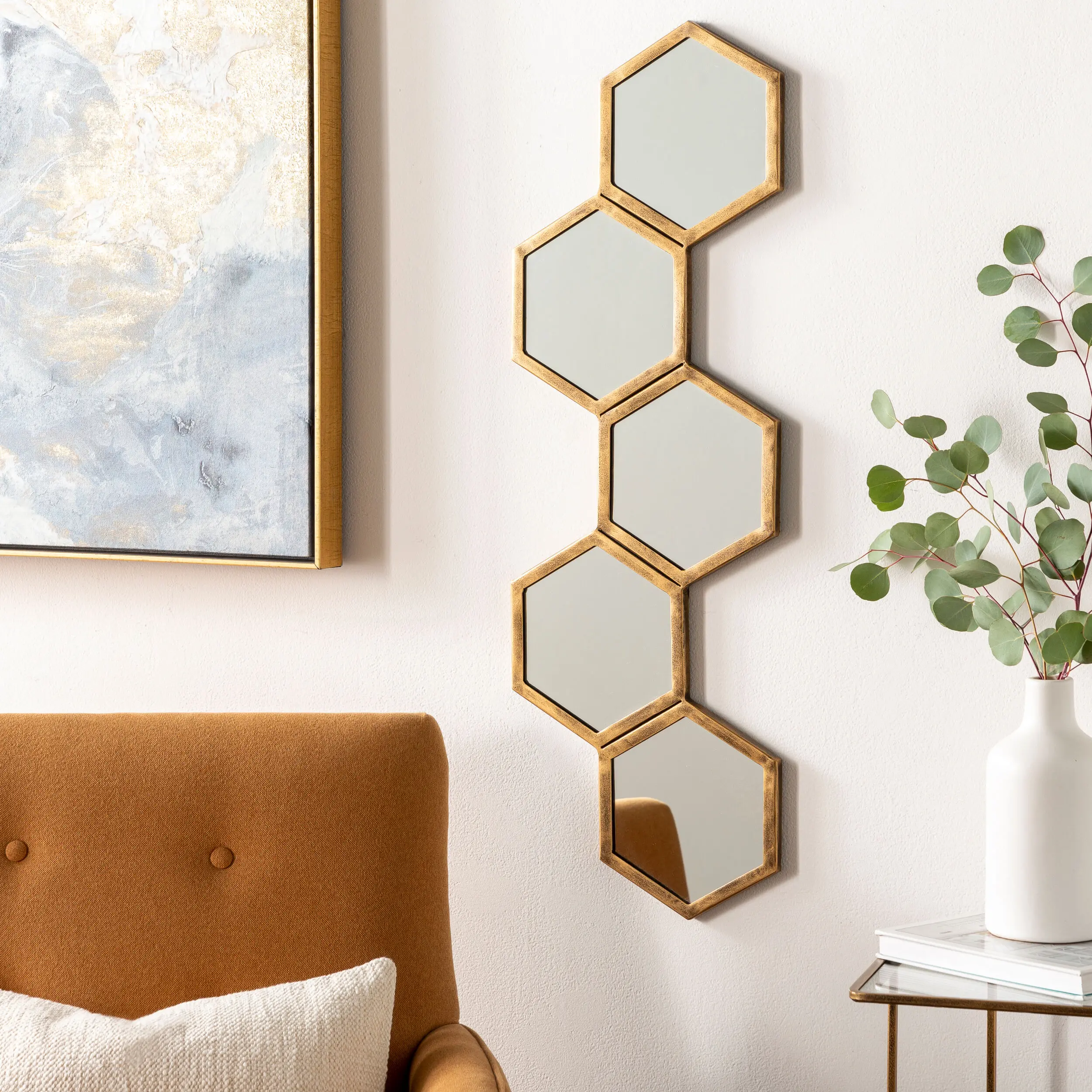 HNY001-1135 Honeycomb Bronze Accent Mirror-2