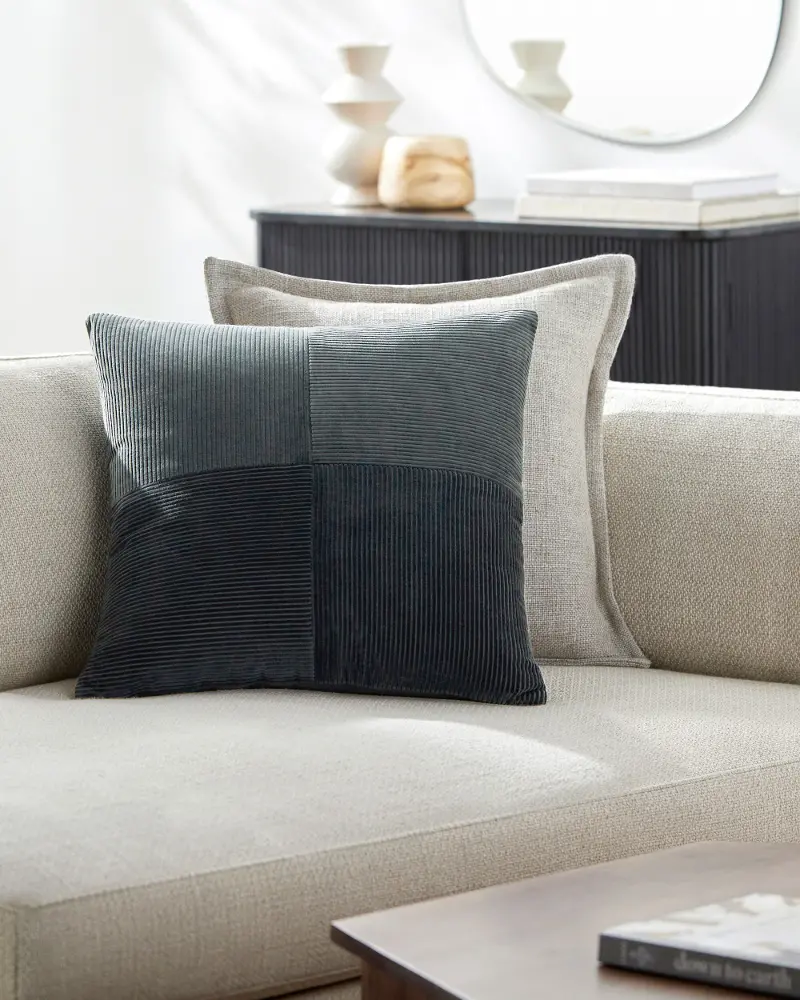 Corduroy Quarters Charcoal Accent Pillow