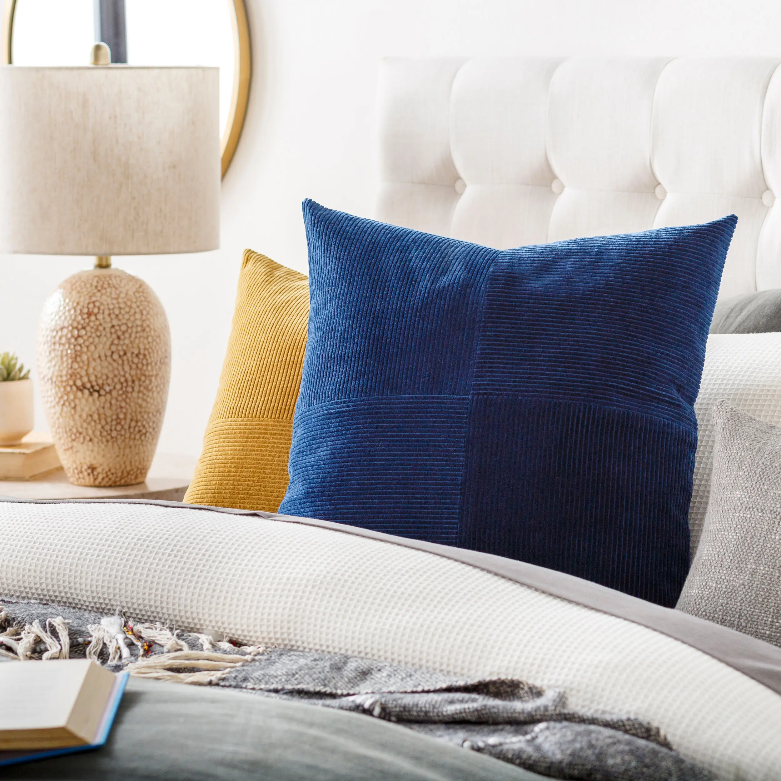 CDQ005-2222P Corduroy Quarters Navy Accent Pillow-2