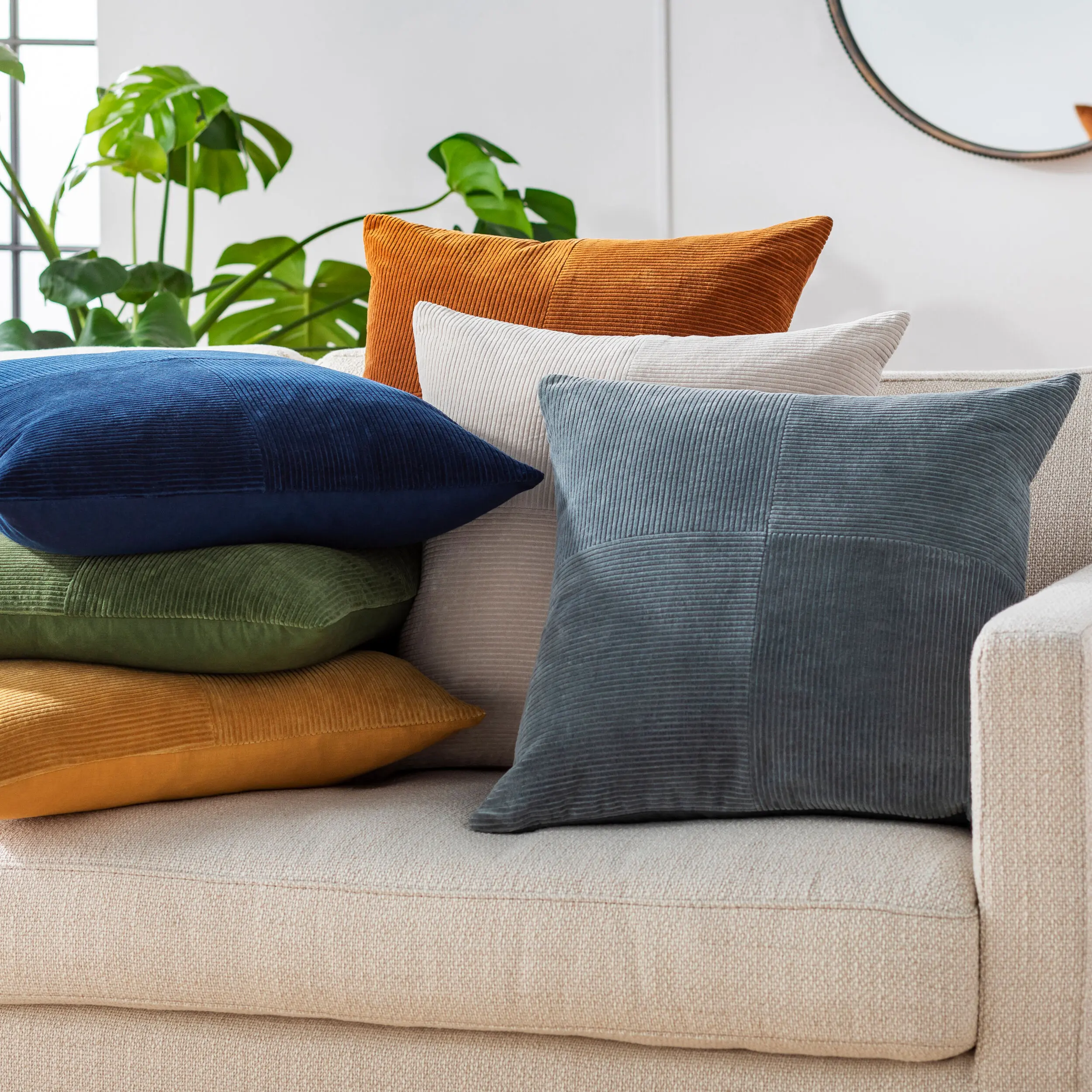 CDQ006-2222P Corduroy Quarters Rust Accent Pillow-3
