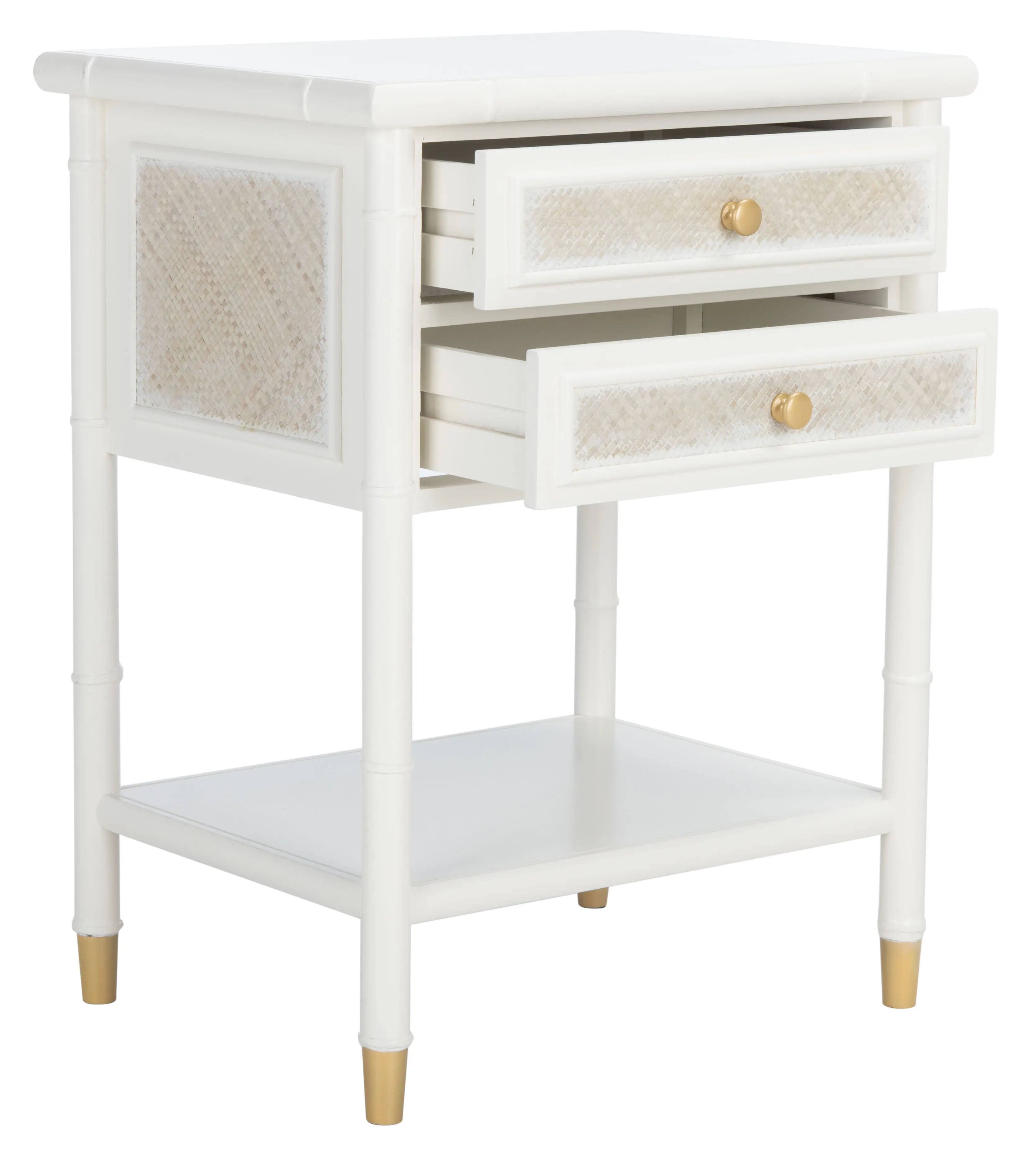 ACC6606B Ahab Two Drawer White Accent Table-3