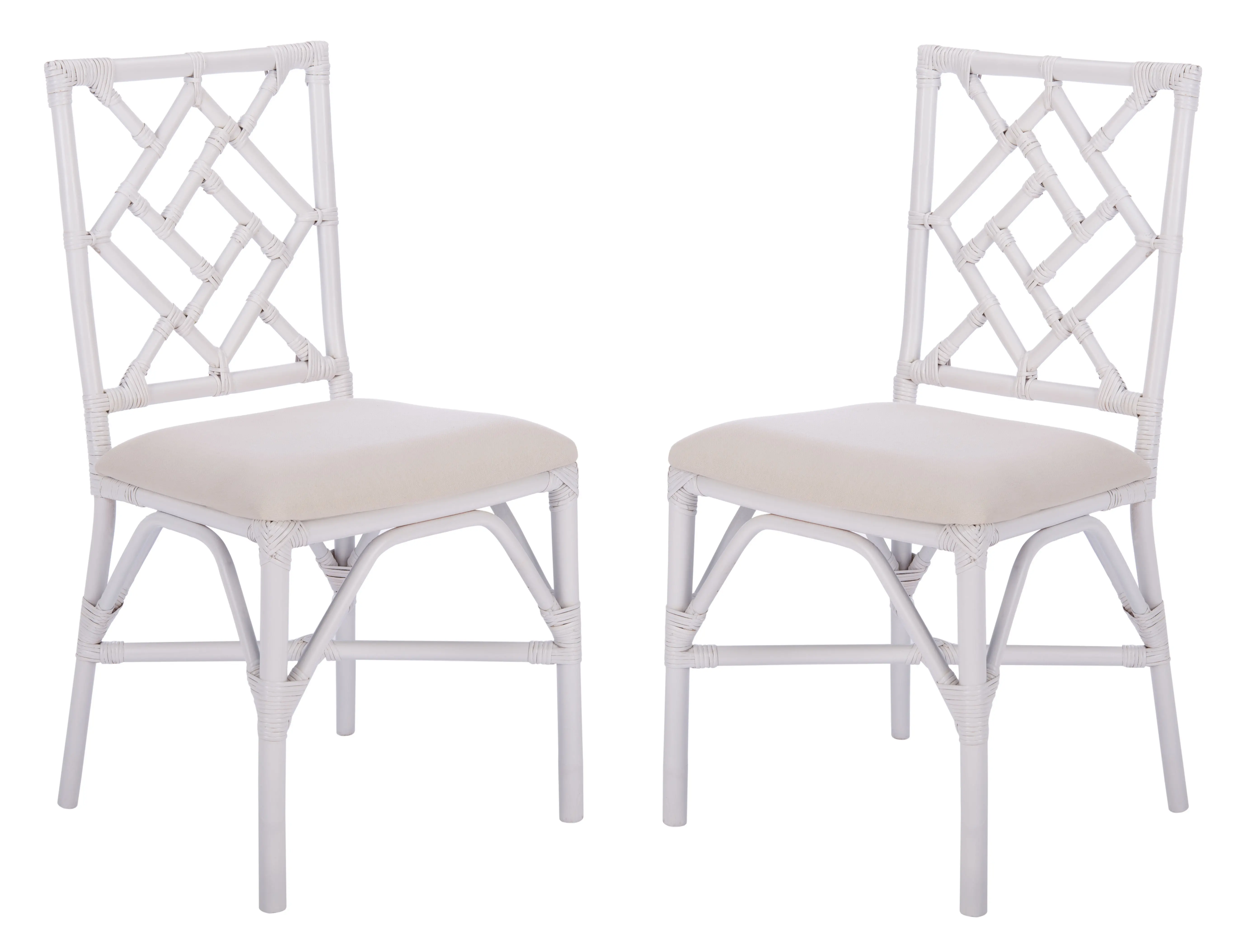 ACH6509A-SET2 Bhumi Bamboo White Accent Chair with Cushion - Set of 2-1
