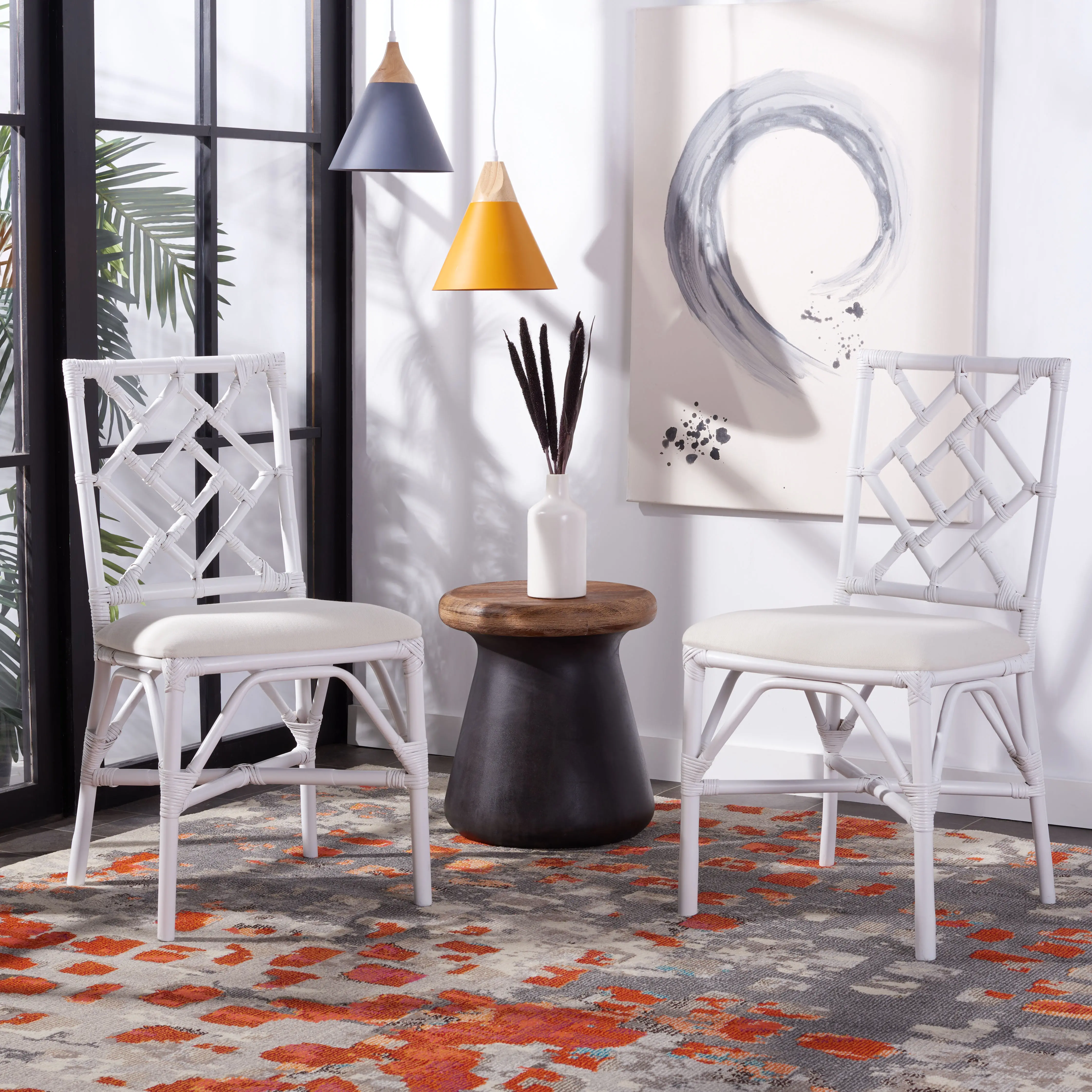 ACH6509A-SET2 Bhumi Bamboo White Accent Chair with Cushion - Set of 2-2