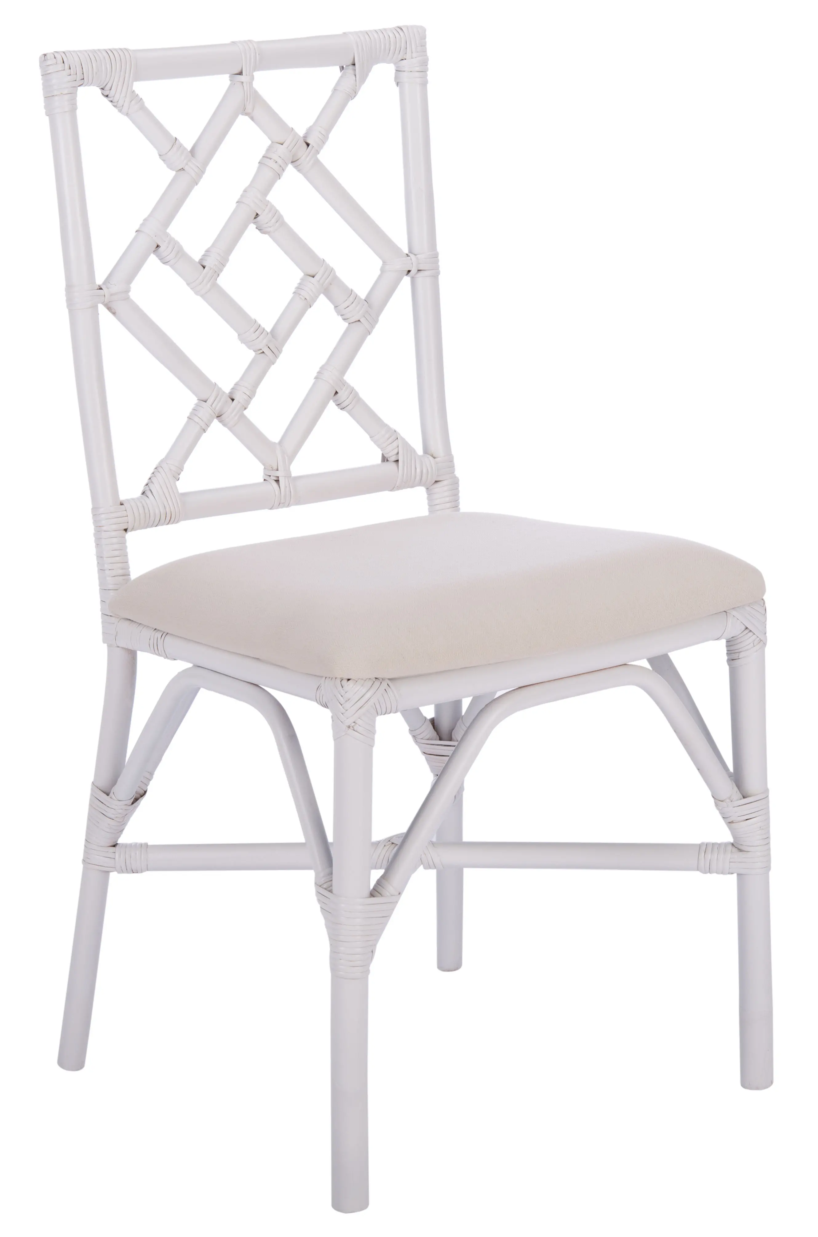ACH6509A-SET2 Bhumi Bamboo White Accent Chair with Cushion - Set of 2-3