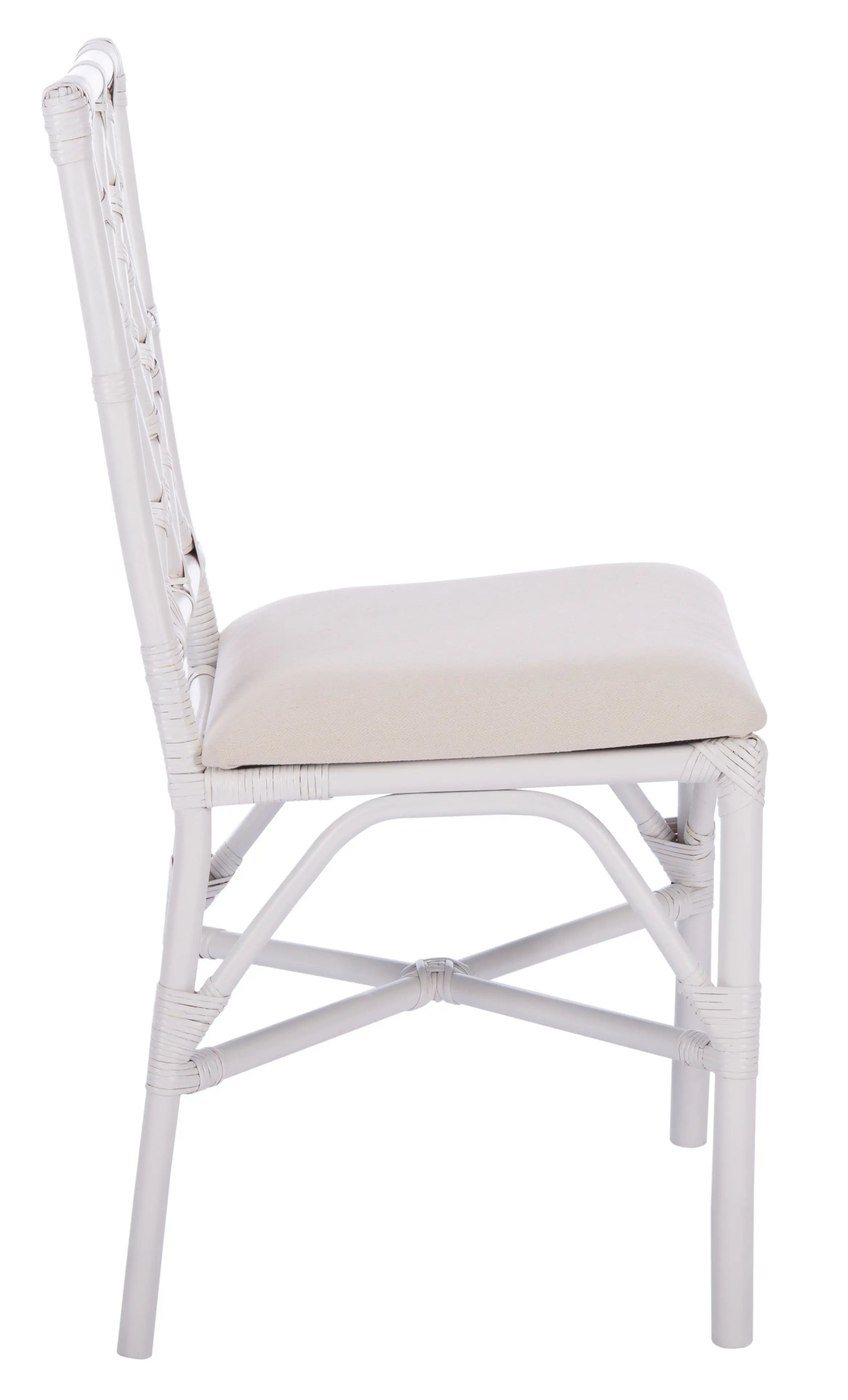 ACH6509A-SET2 Bhumi Bamboo White Accent Chair with Cushion - Set of 2-4