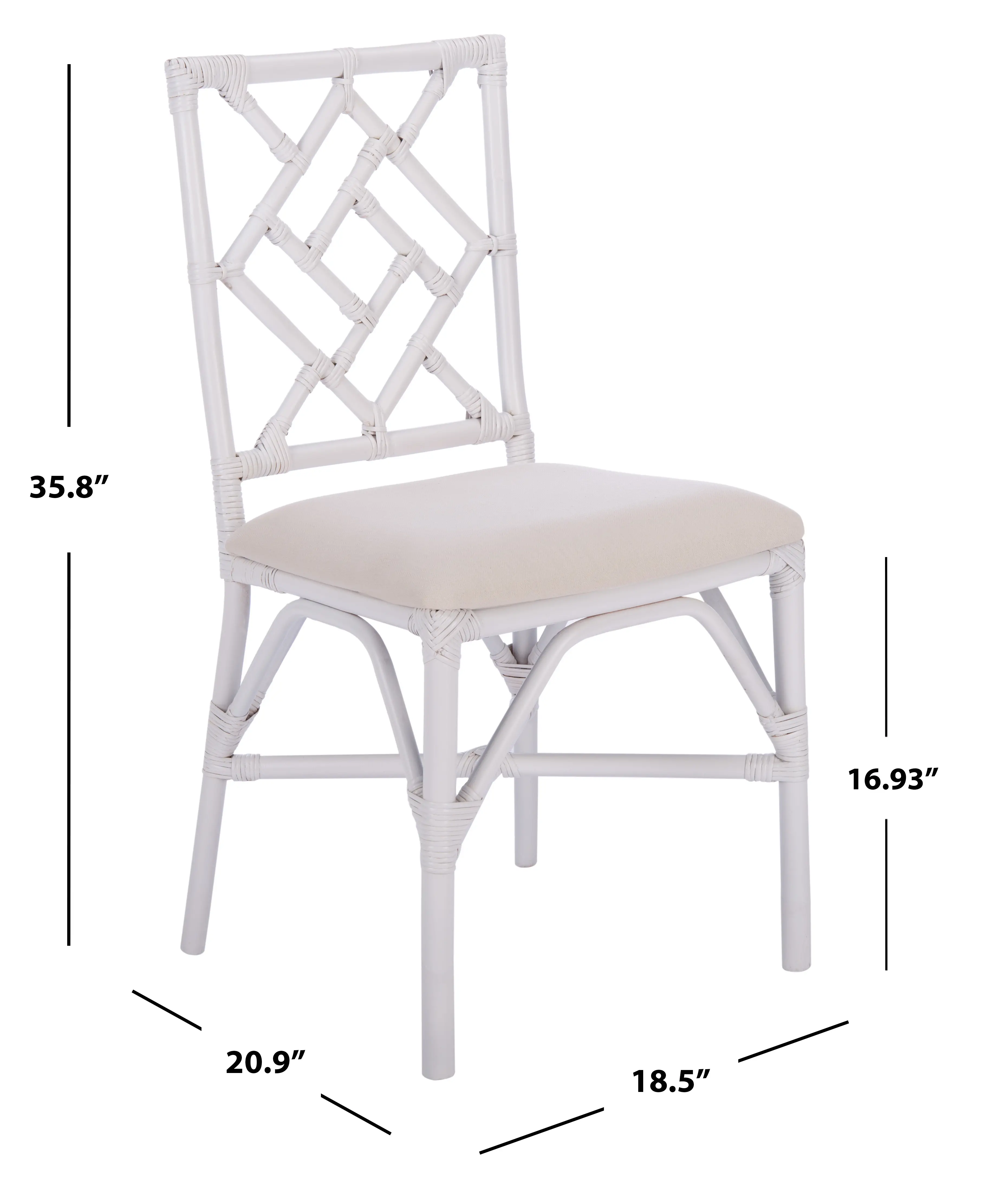 ACH6509A-SET2 Bhumi Bamboo White Accent Chair with Cushion - Set of 2-8