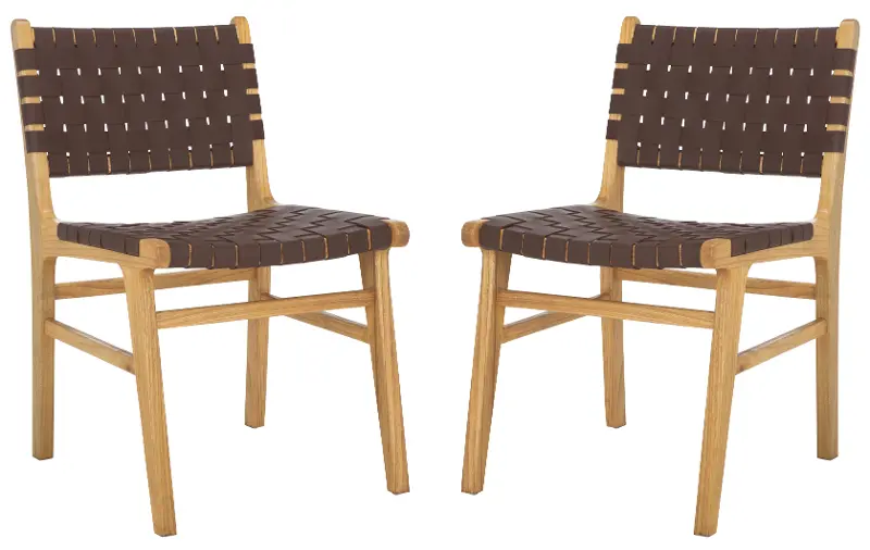 Taika Brown Leather Dining Chairs - Set of 2
