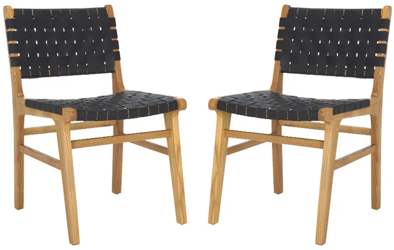 Taika Black Leather Dining Chairs - Set of 2