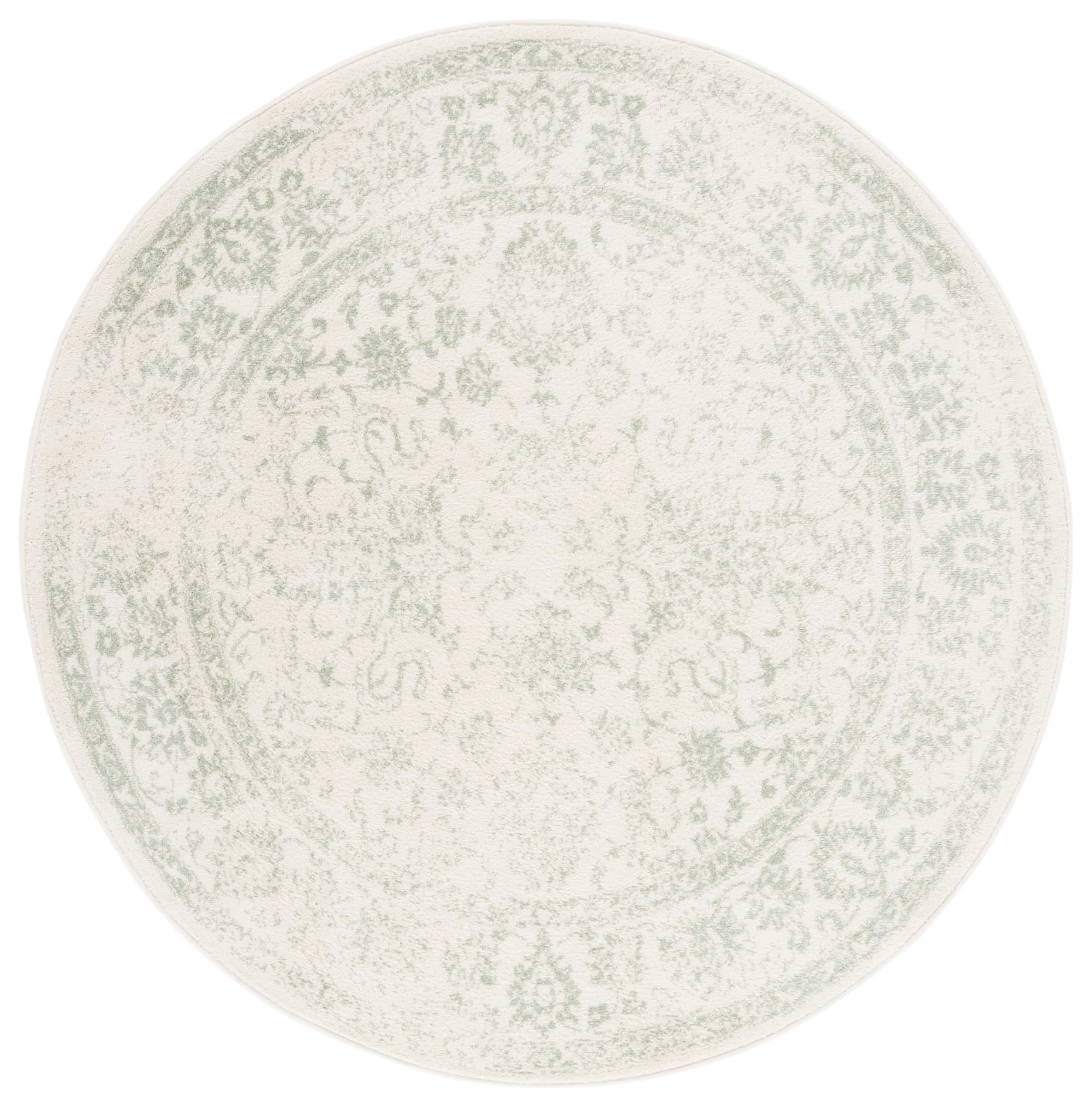 ADR109V-6R Adirondack Power Loomed Ivory and Sage Round Rug-1