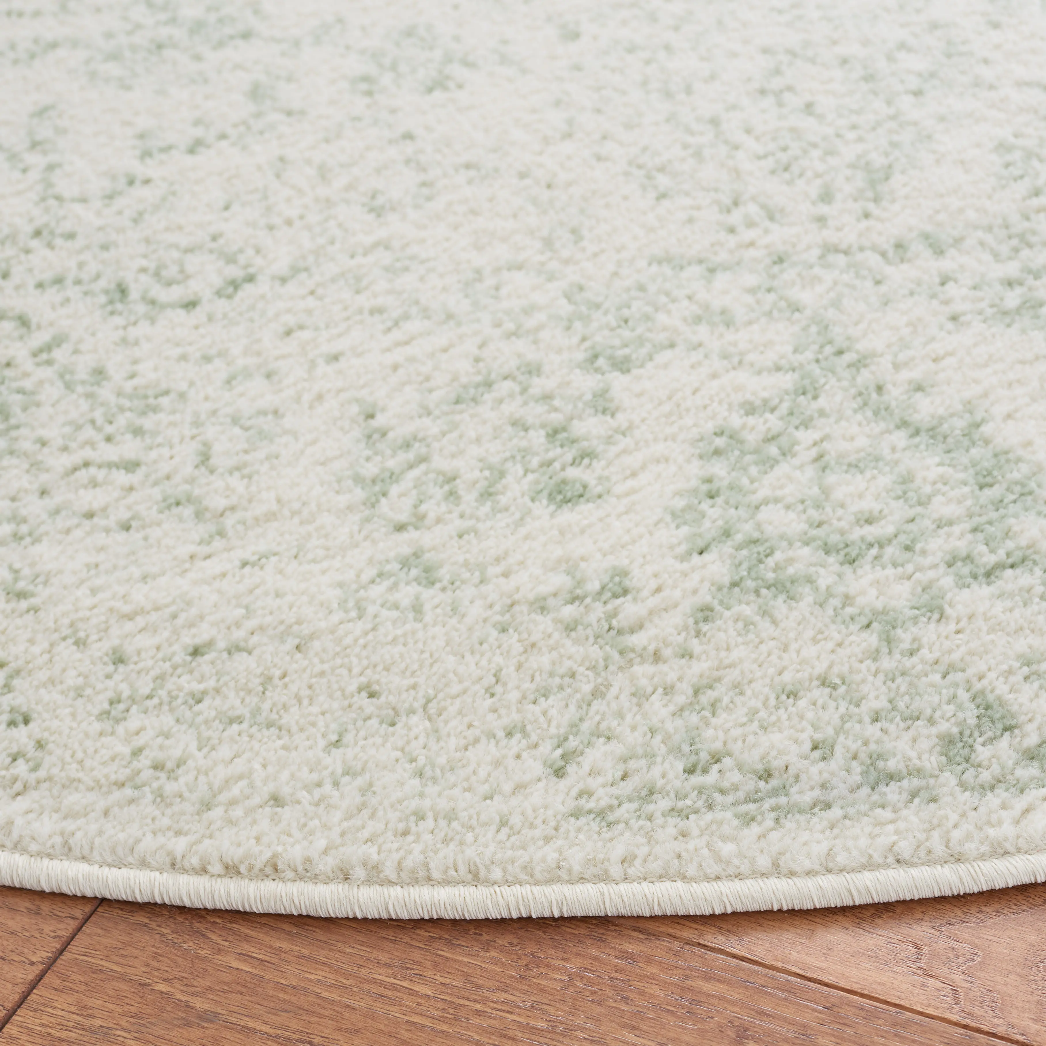 ADR109V-6R Adirondack Power Loomed Ivory and Sage Round Rug-3