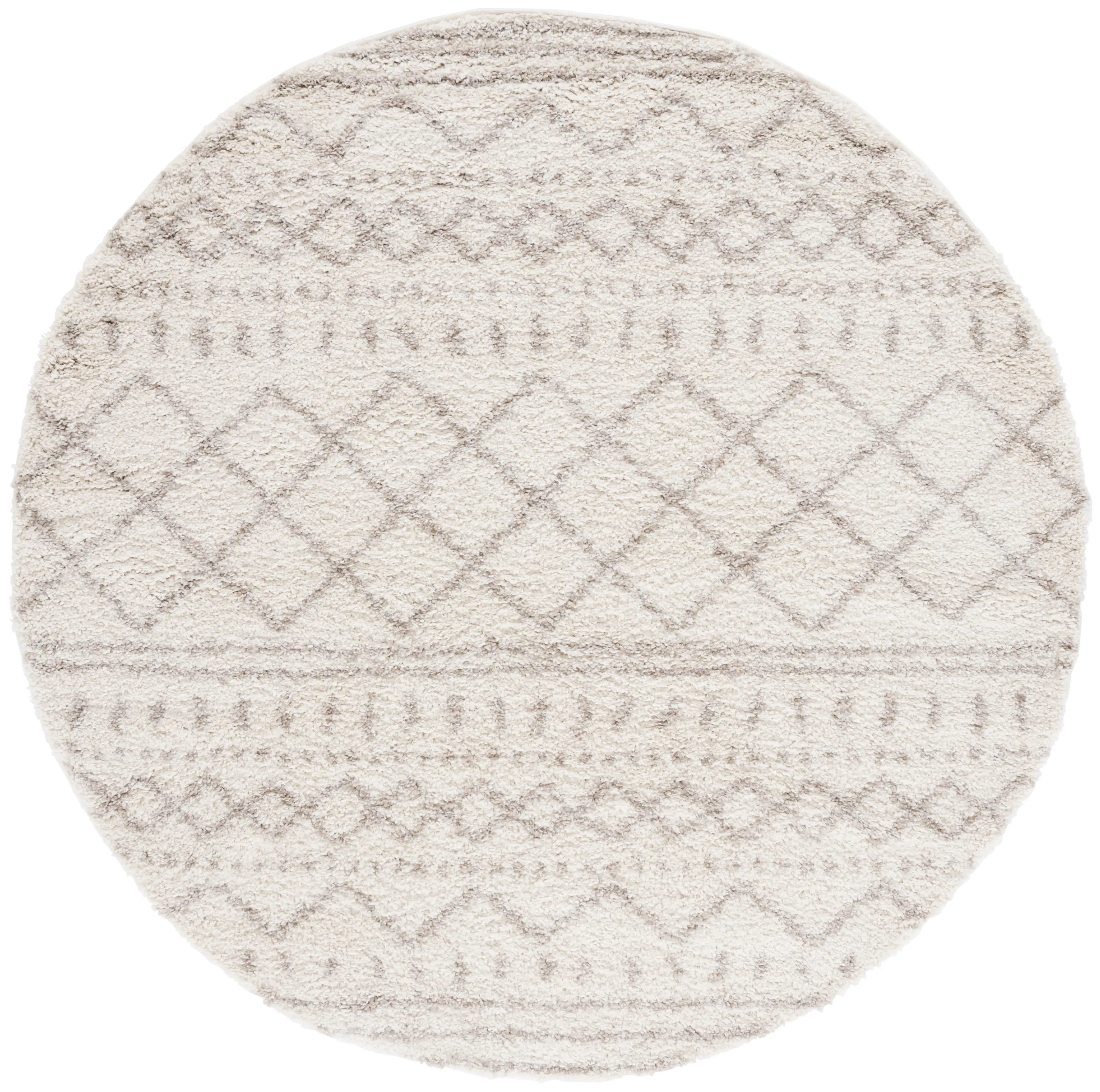ASG741A-8R Arizona Shag Ivory and Beige Round Area Rug-1