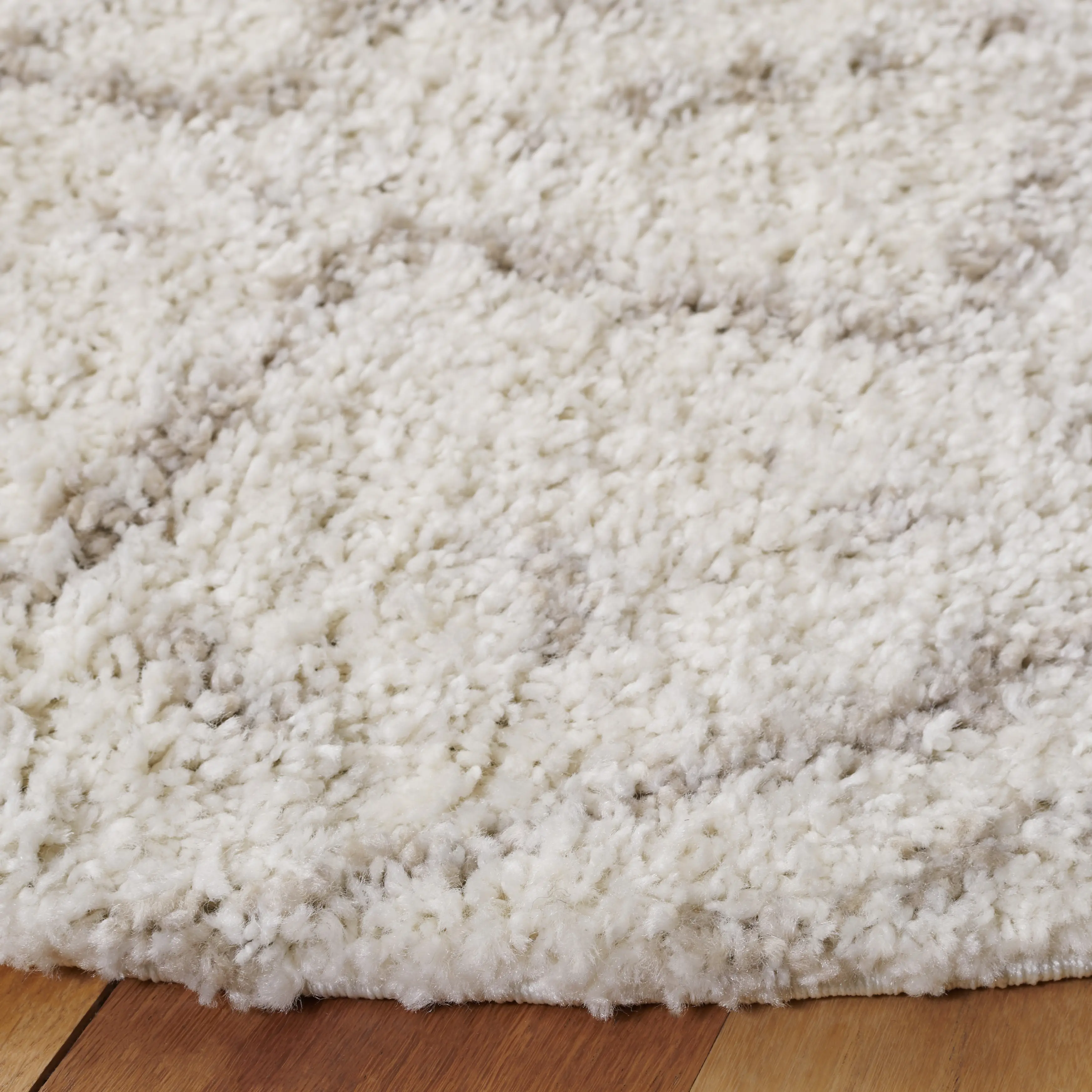 ASG741A-8R Arizona Shag Ivory and Beige Round Area Rug-3