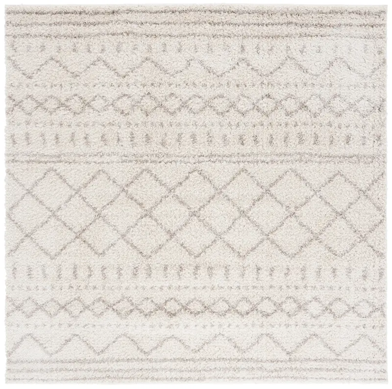Arizona Shag Ivory and Beige Square Area Rug