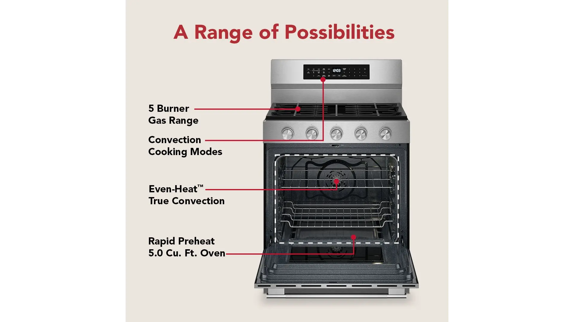 KFGS530SPS KitchenAid 5.0 Cu Ft Single Oven Gas Range - Stainless Steel-4