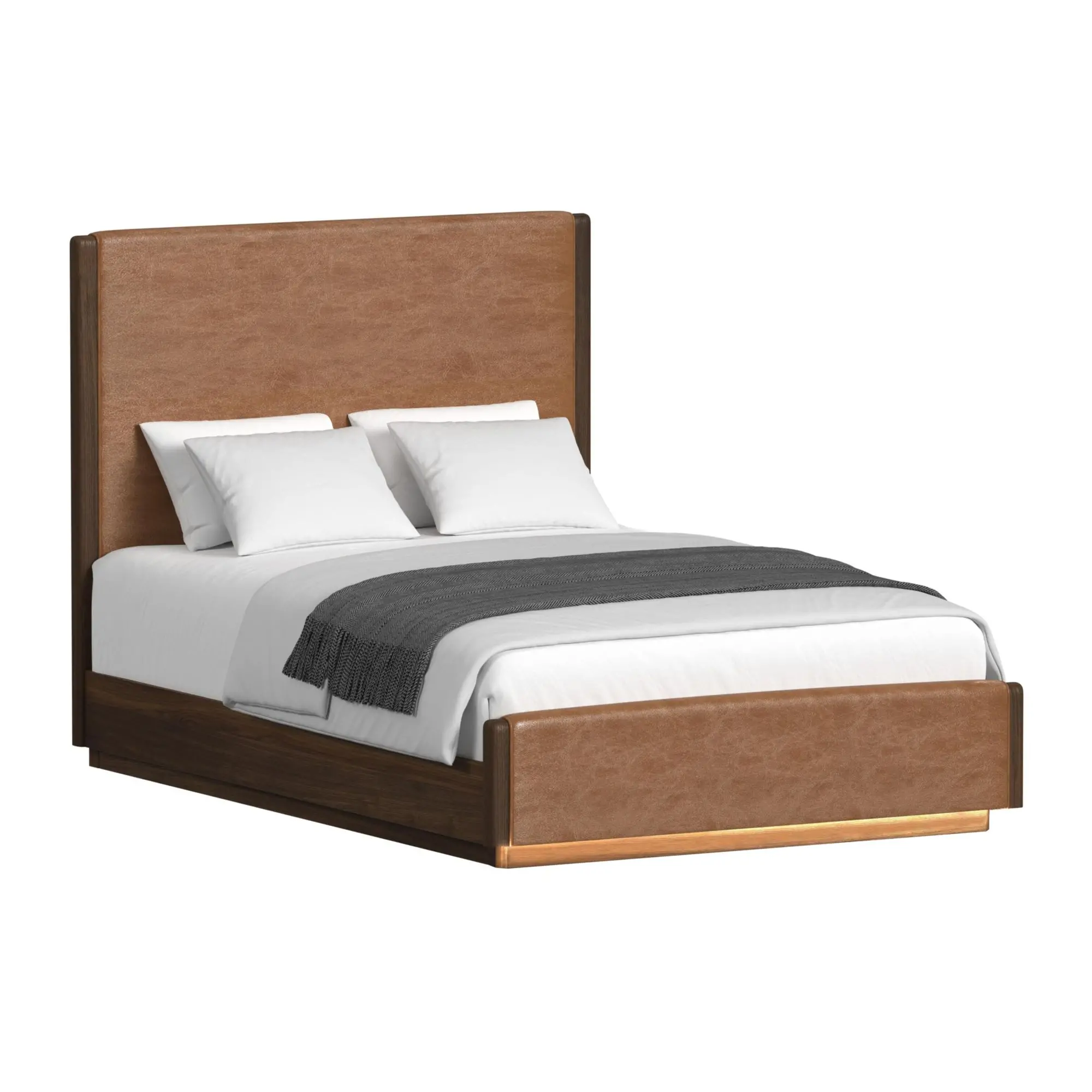 Brisbane Walnut Brown Queen Upholstered Bed-1
