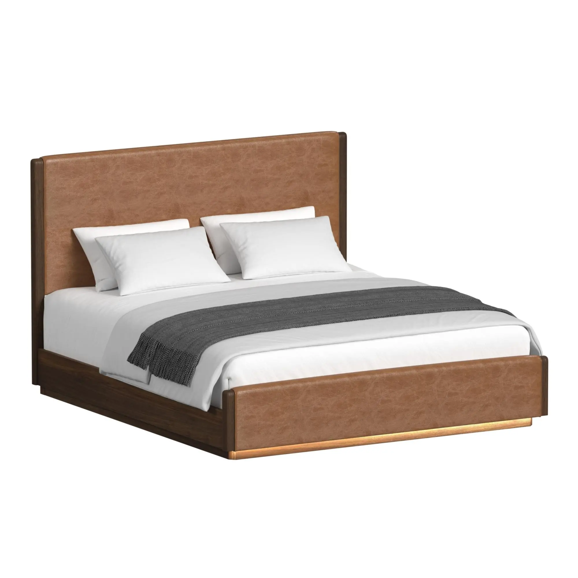 Brisbane Walnut Brown King Upholstered Bed-1
