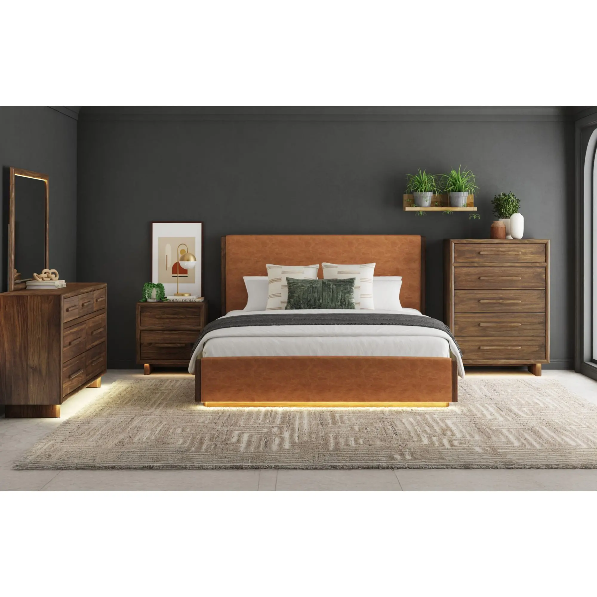Brisbane Walnut Brown King Upholstered Bed-2