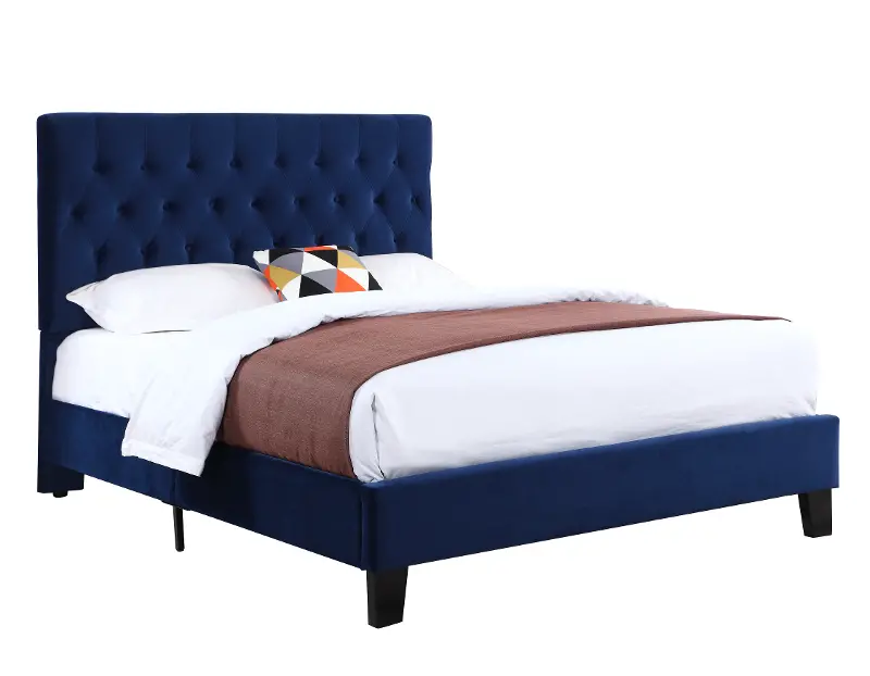 Amelia Dark Blue Queen Upholstered Bed