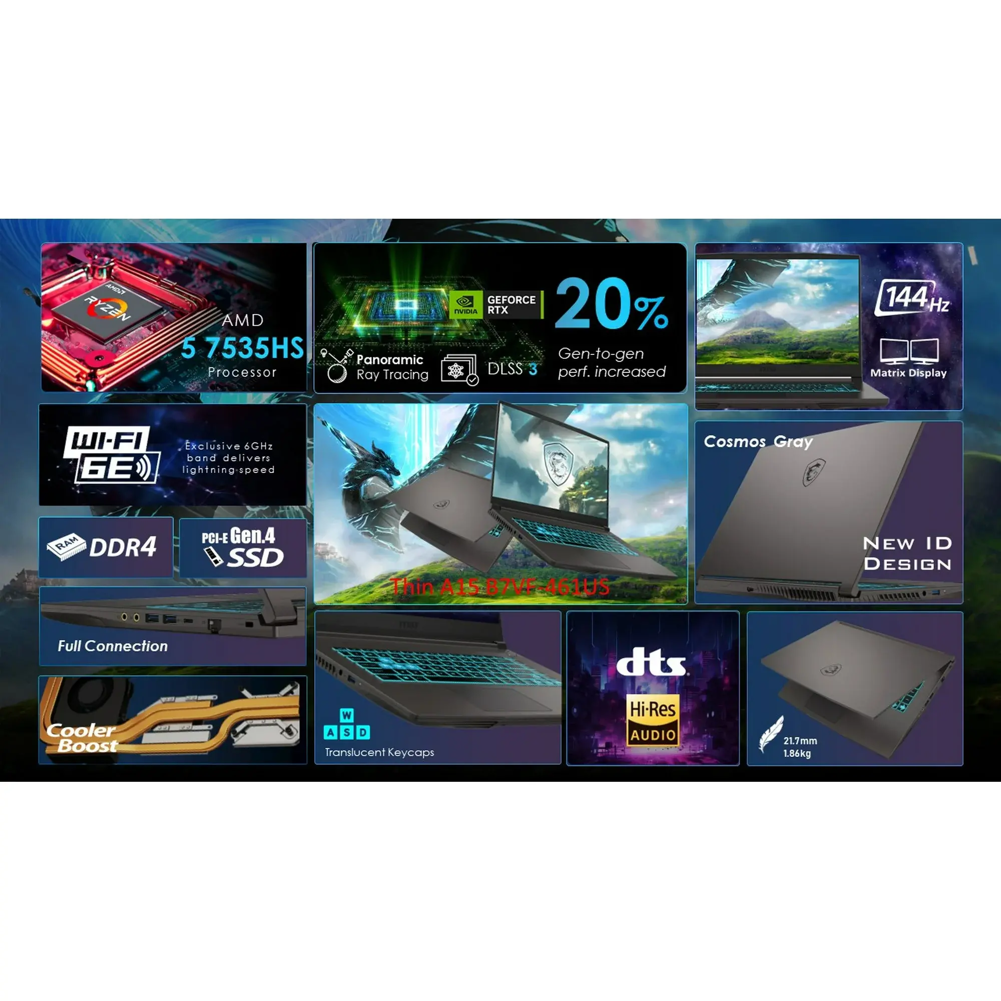 MSI Cosmos Gray Thin A15 15.6 Gaming Laptop-2