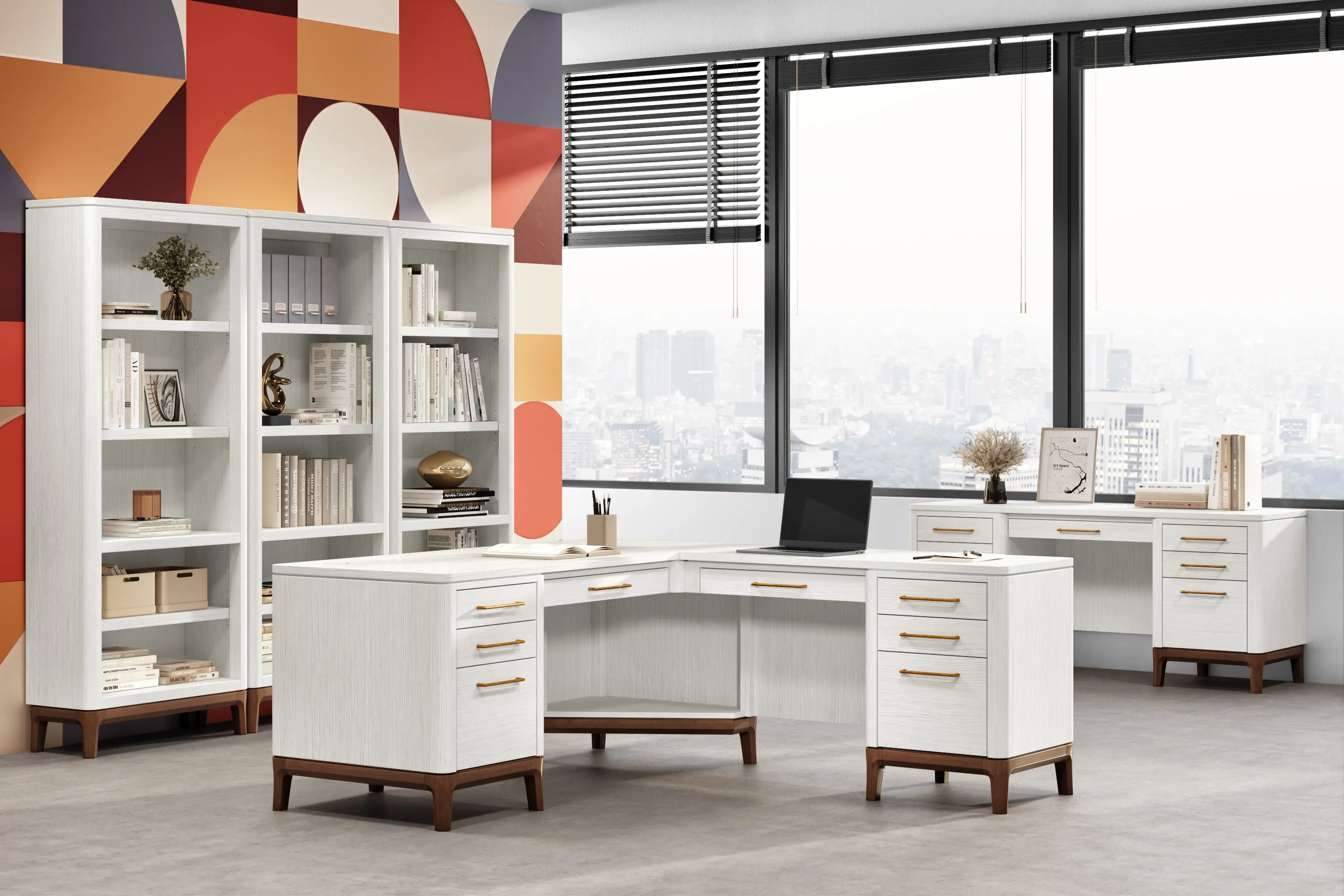 Pomona White L Shaped Desk-2