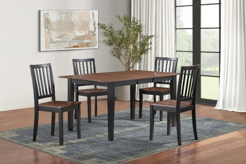 Joplin Black and Walnut Brown 5 Piece Dining Set