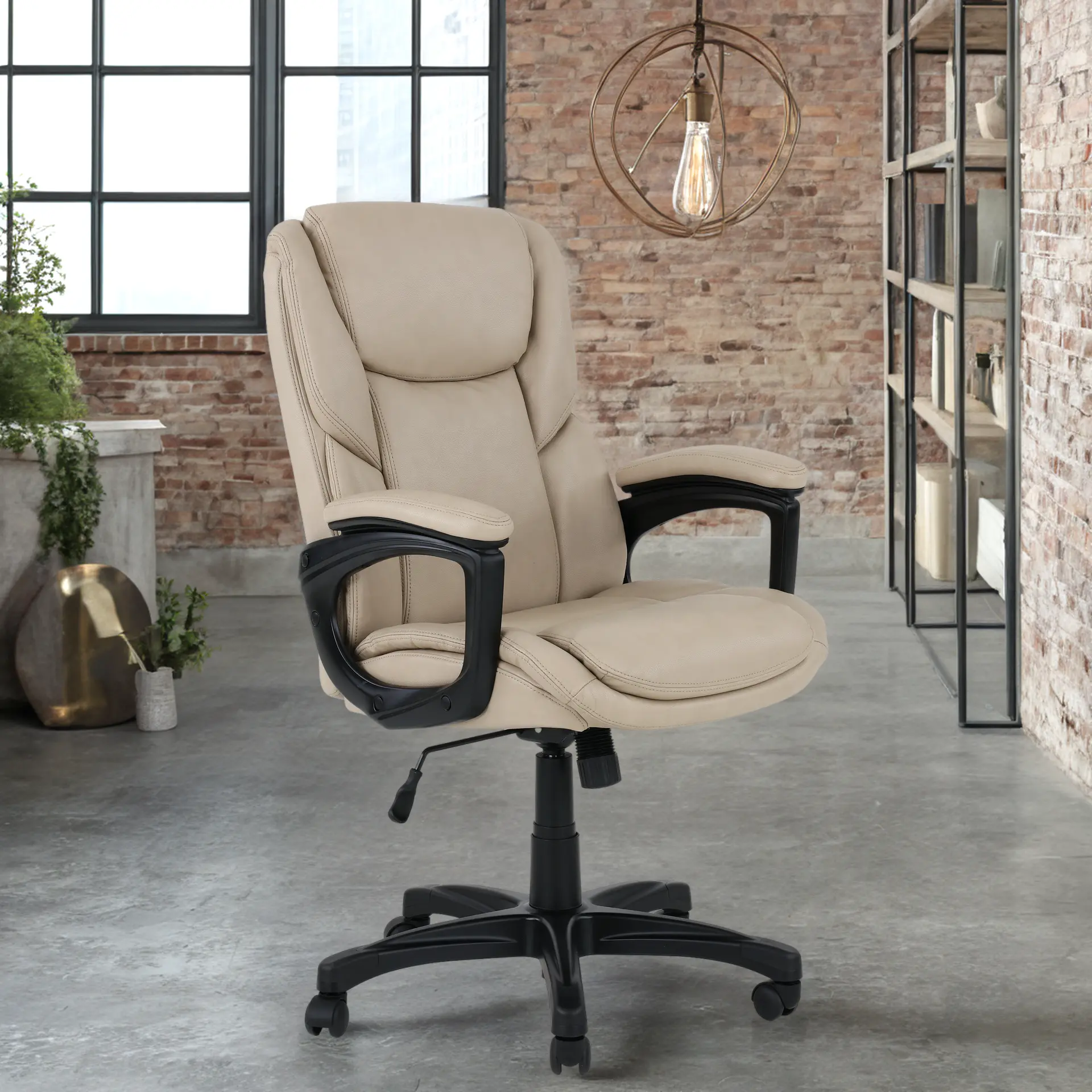 Andrew Heavy Duty Beige Desk Chair-2