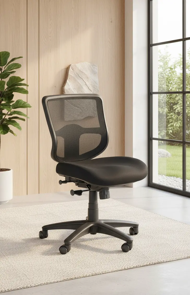Black Mesh Armless Office Chair-2