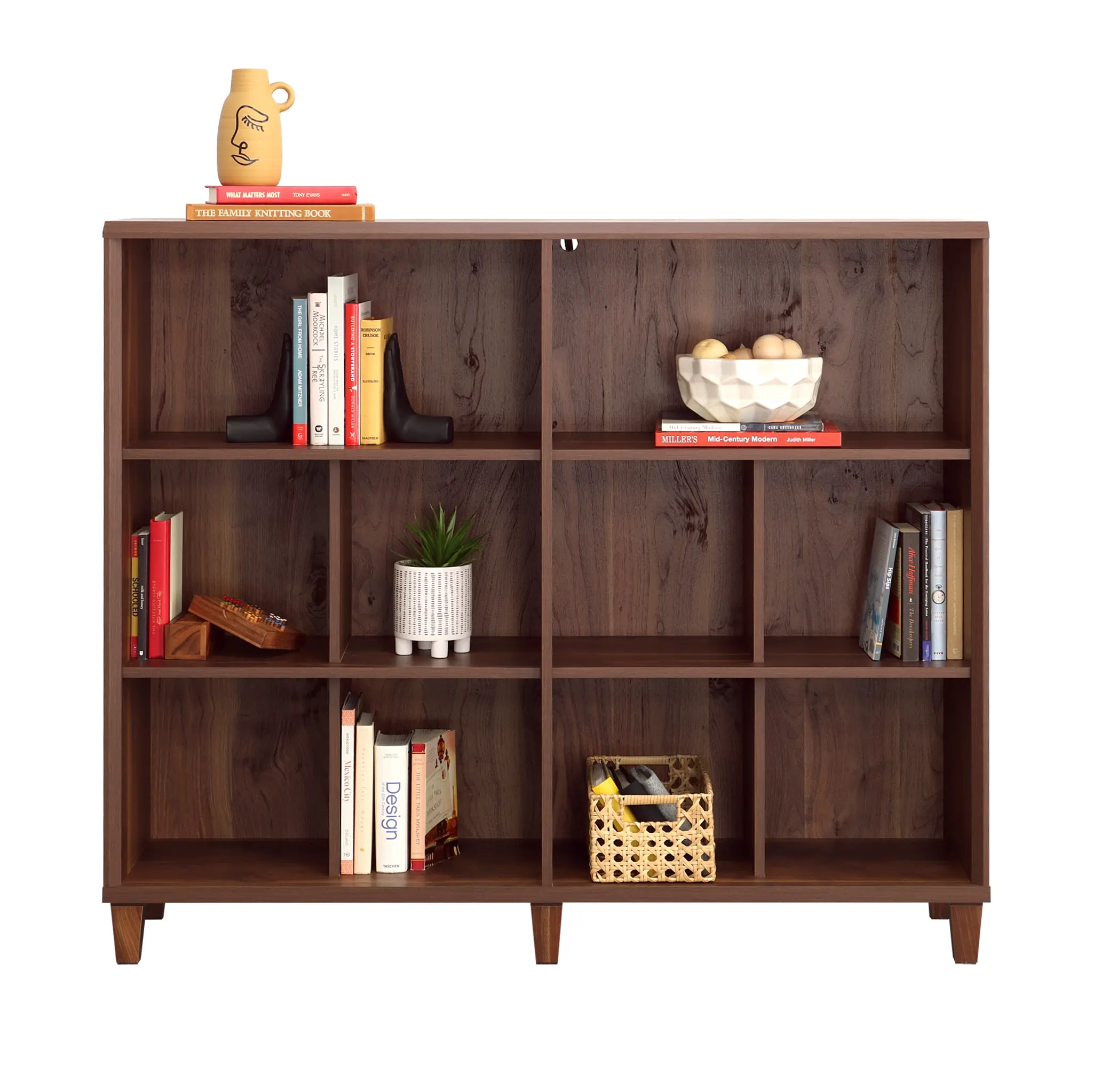 Walnut Brown Display Bookcase-3