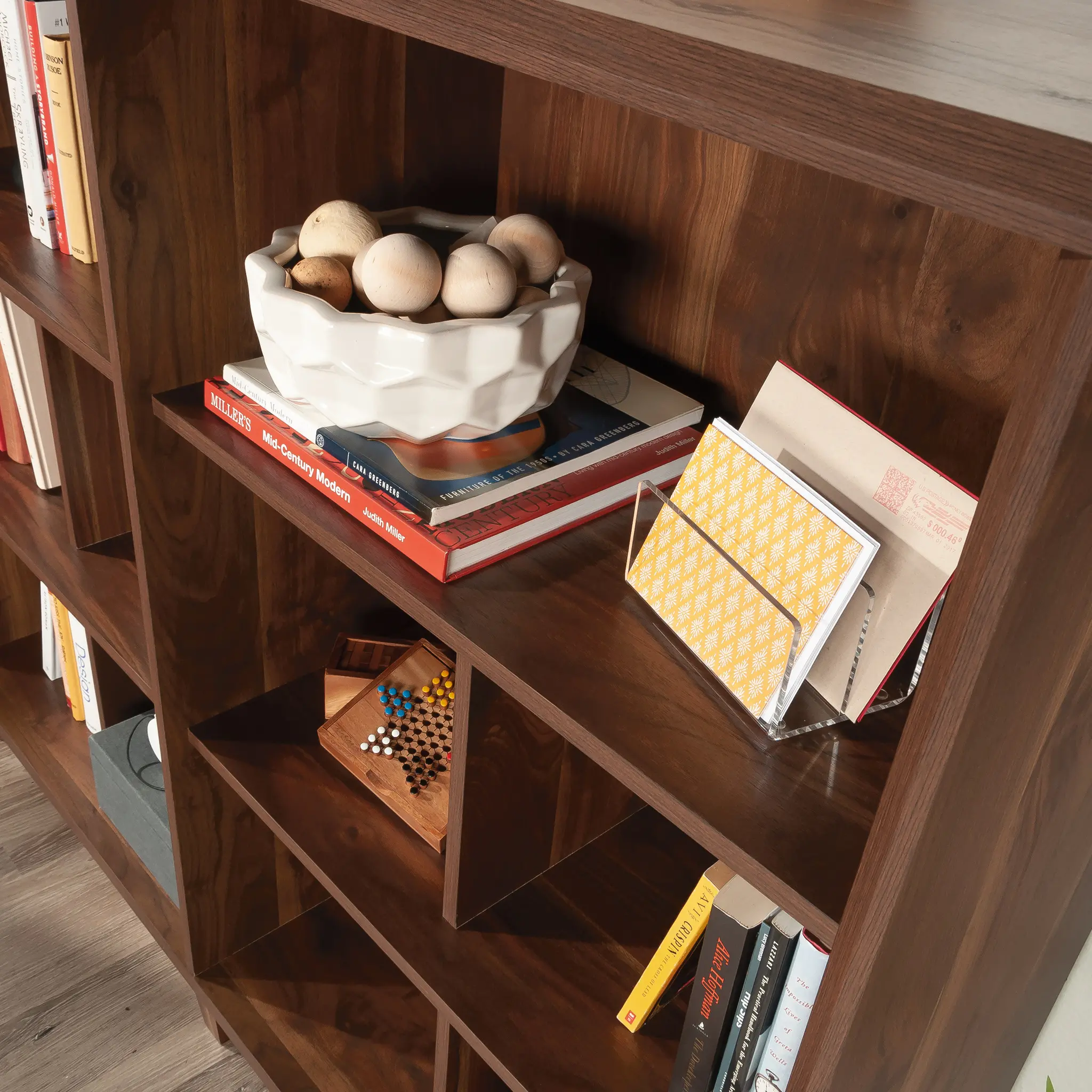Walnut Brown Display Bookcase-6
