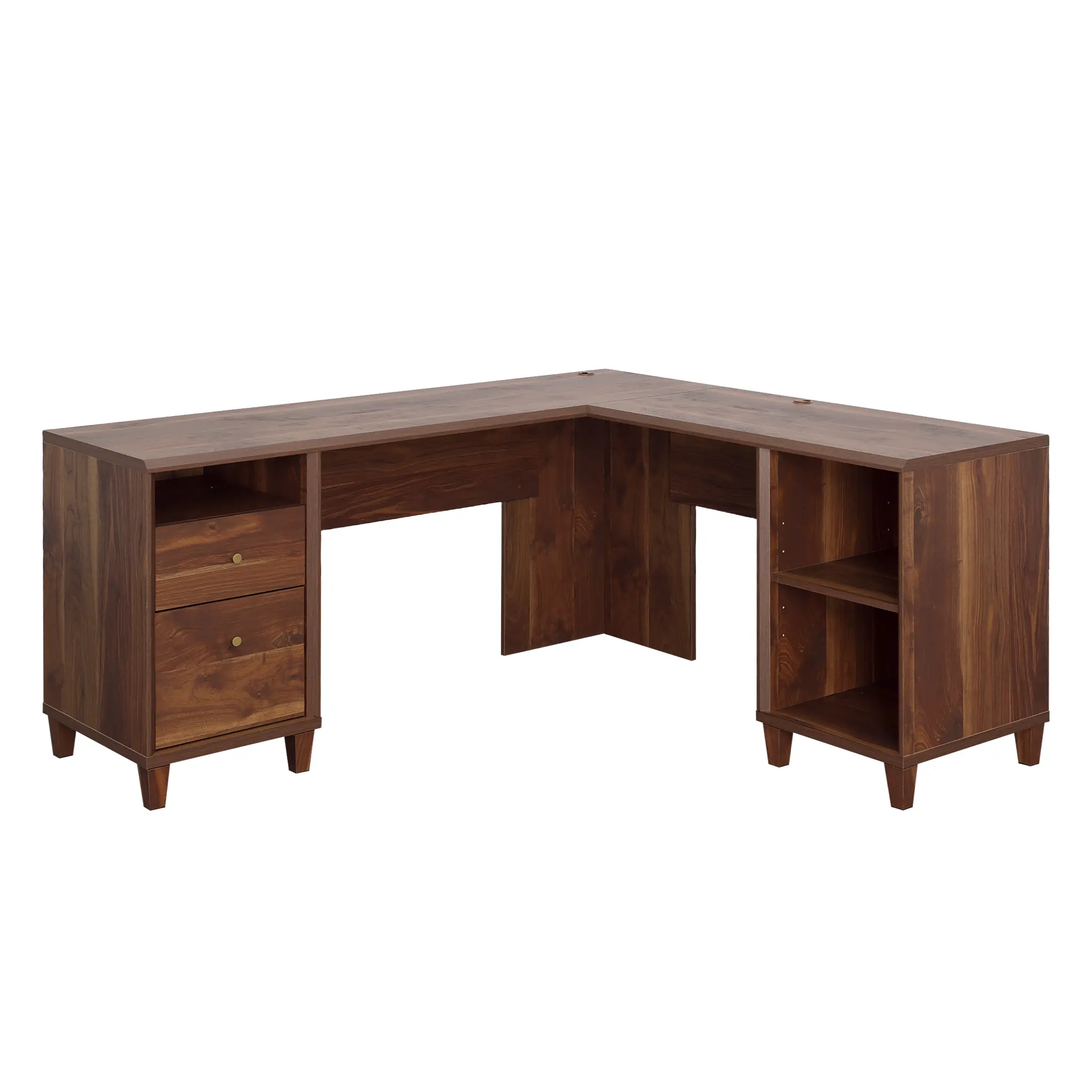 Walnut Brown L-Shaped Desk-1