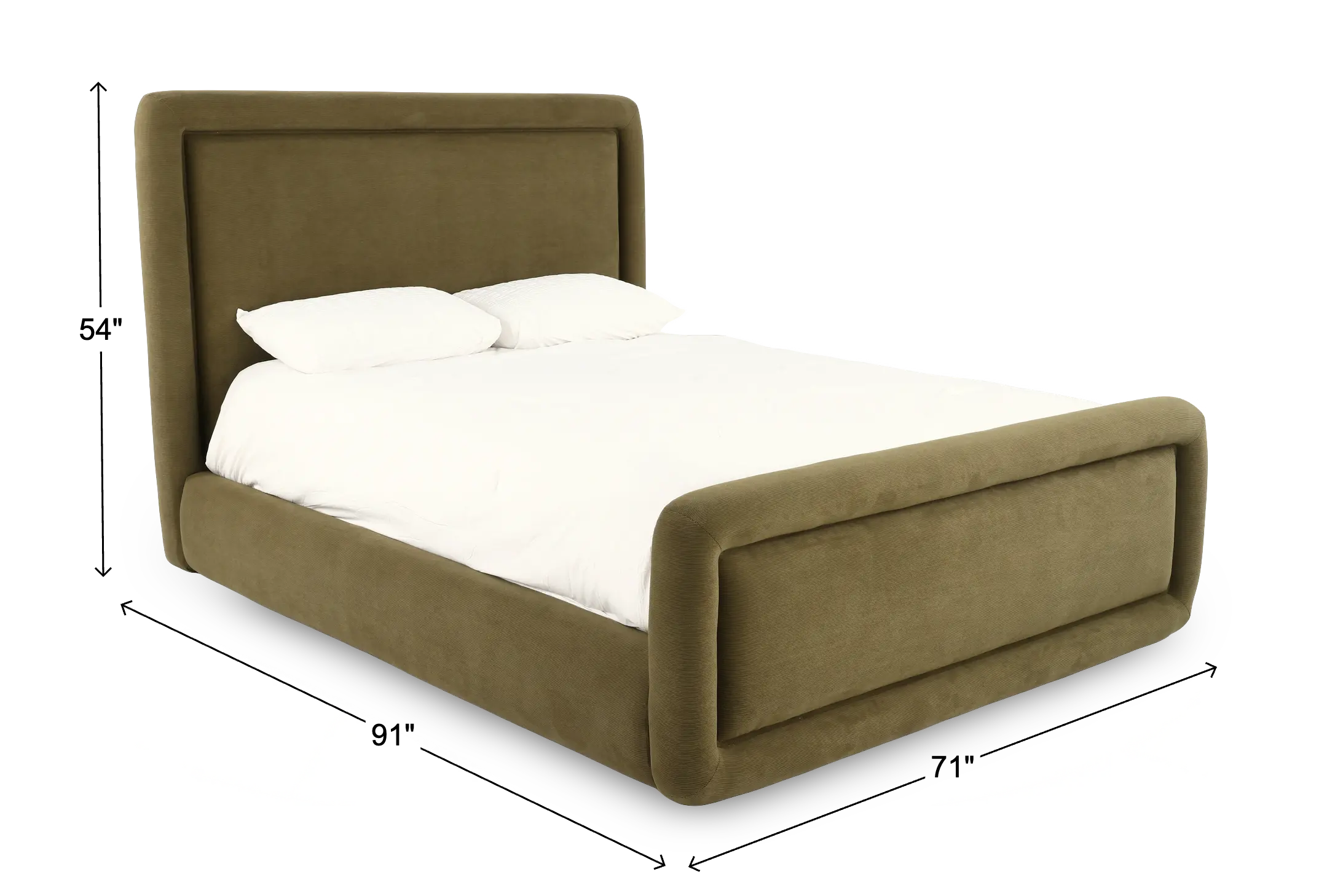 Summit Moss Green Upholstered Queen Bed-3