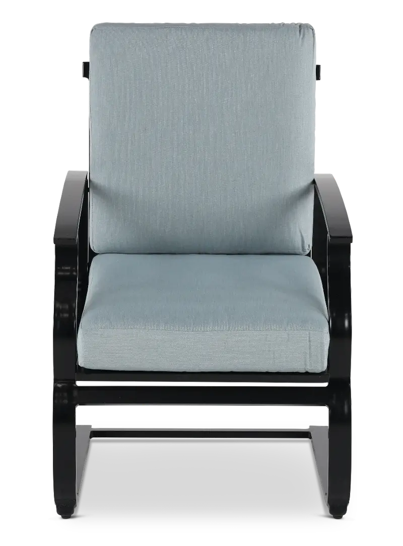 Bali 5 Piece Blue Spring Chair and Rectangular Patio Table Set