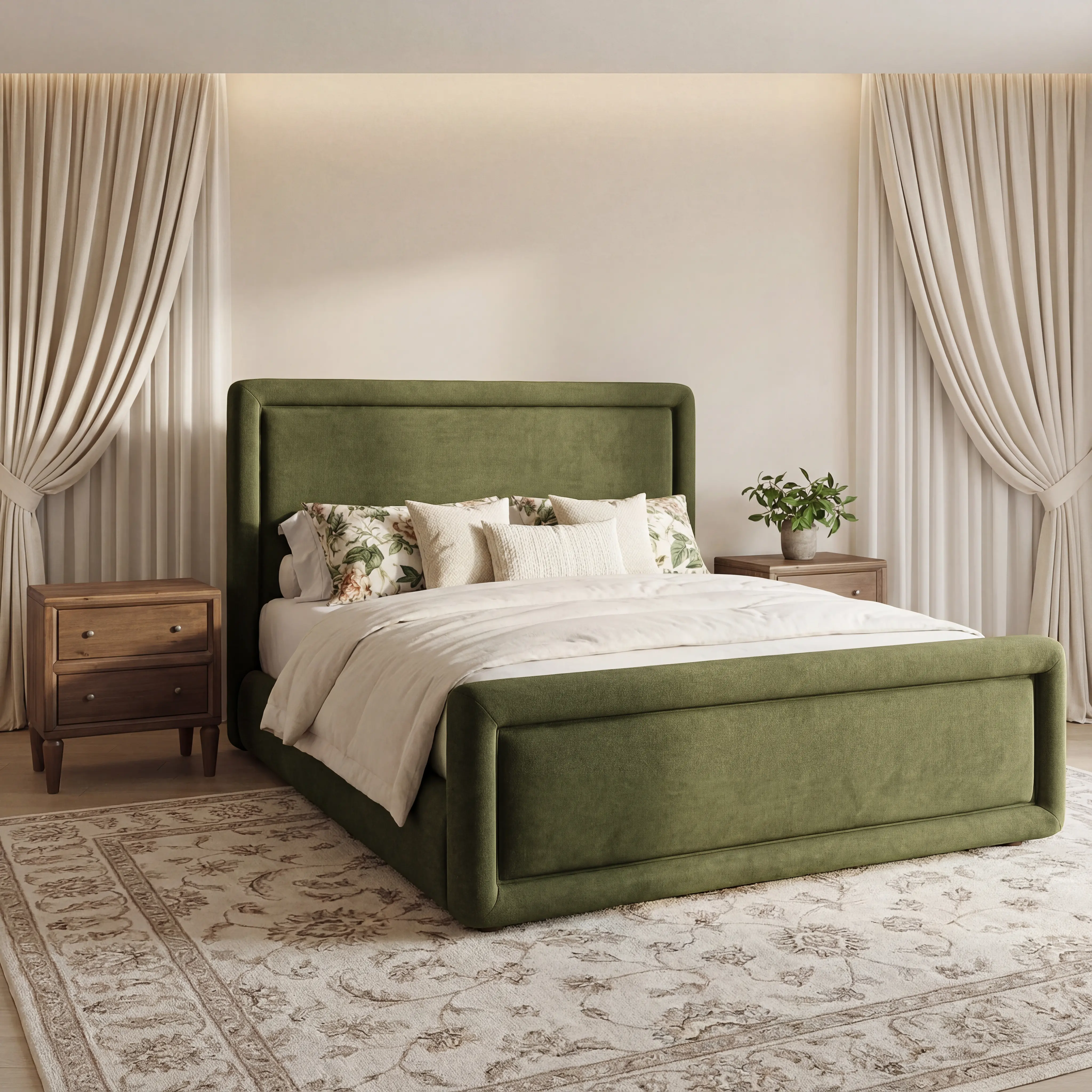Summit Moss Green Upholstered King Bed-2